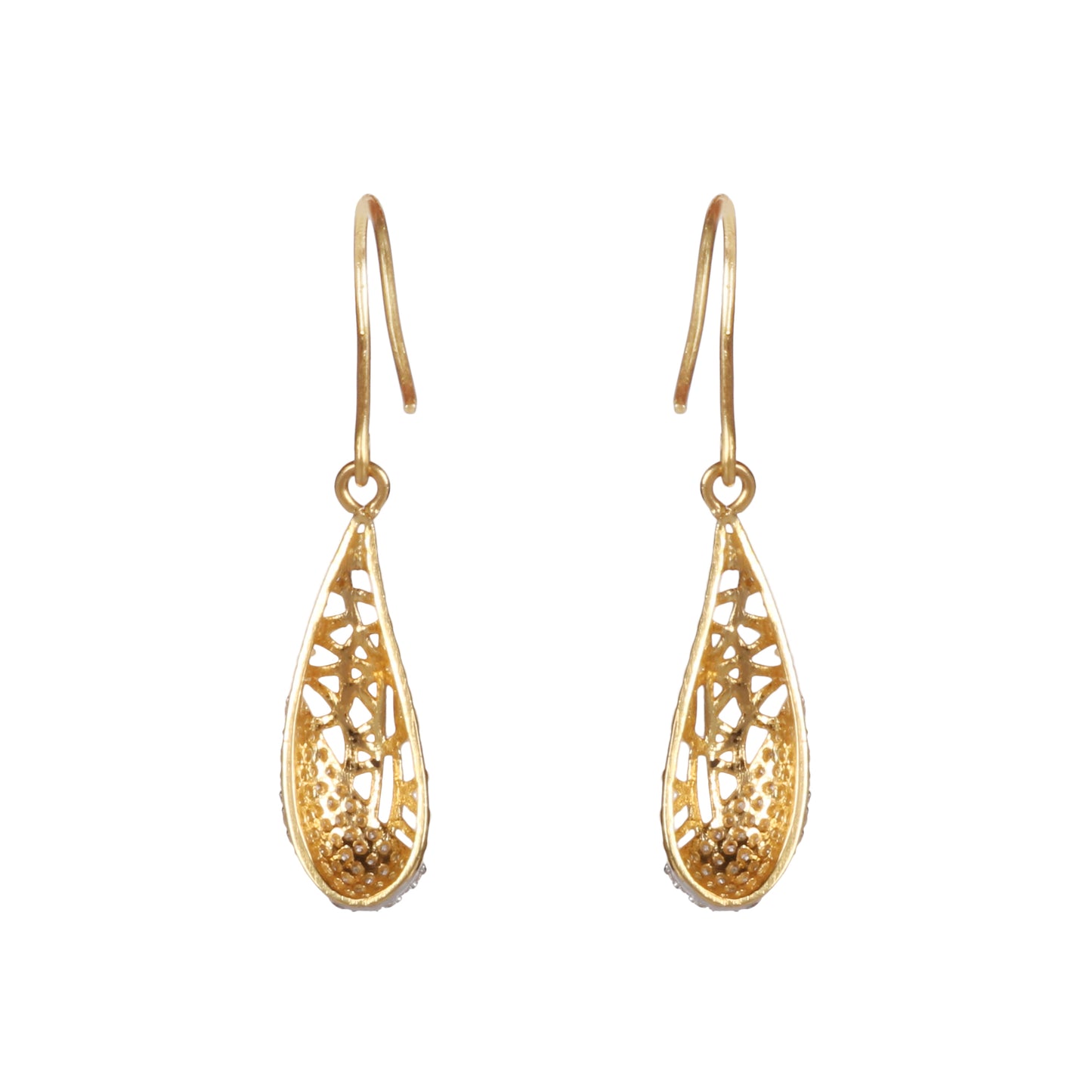 Natural Diamond Earrings 0.61 Ct. Certified in 18K Yellow Gold Dangle Drop