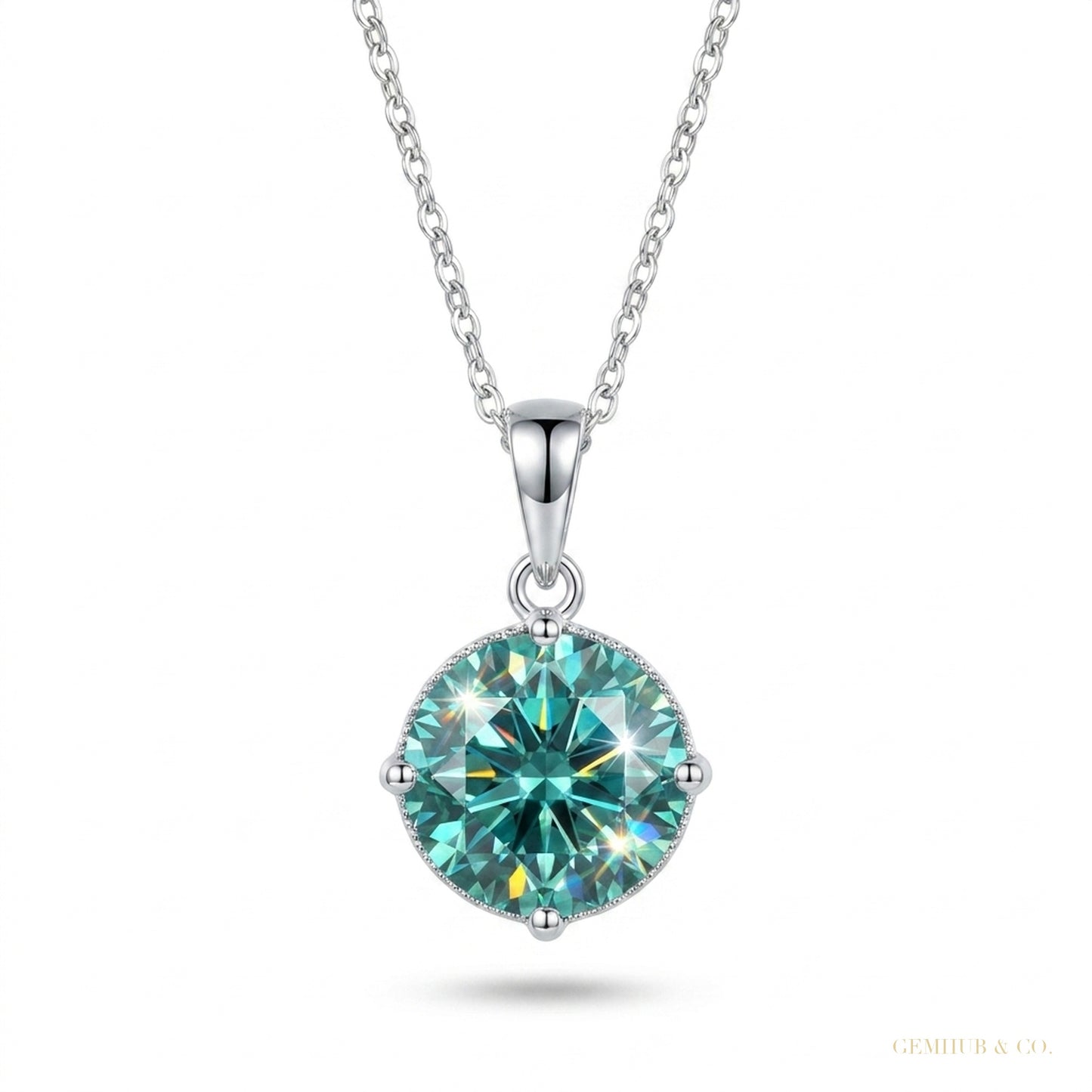 10.30 Carat Blue Moissanite Pendant in Gold Vermeil Great Gift for Any Occasion ā white background main image