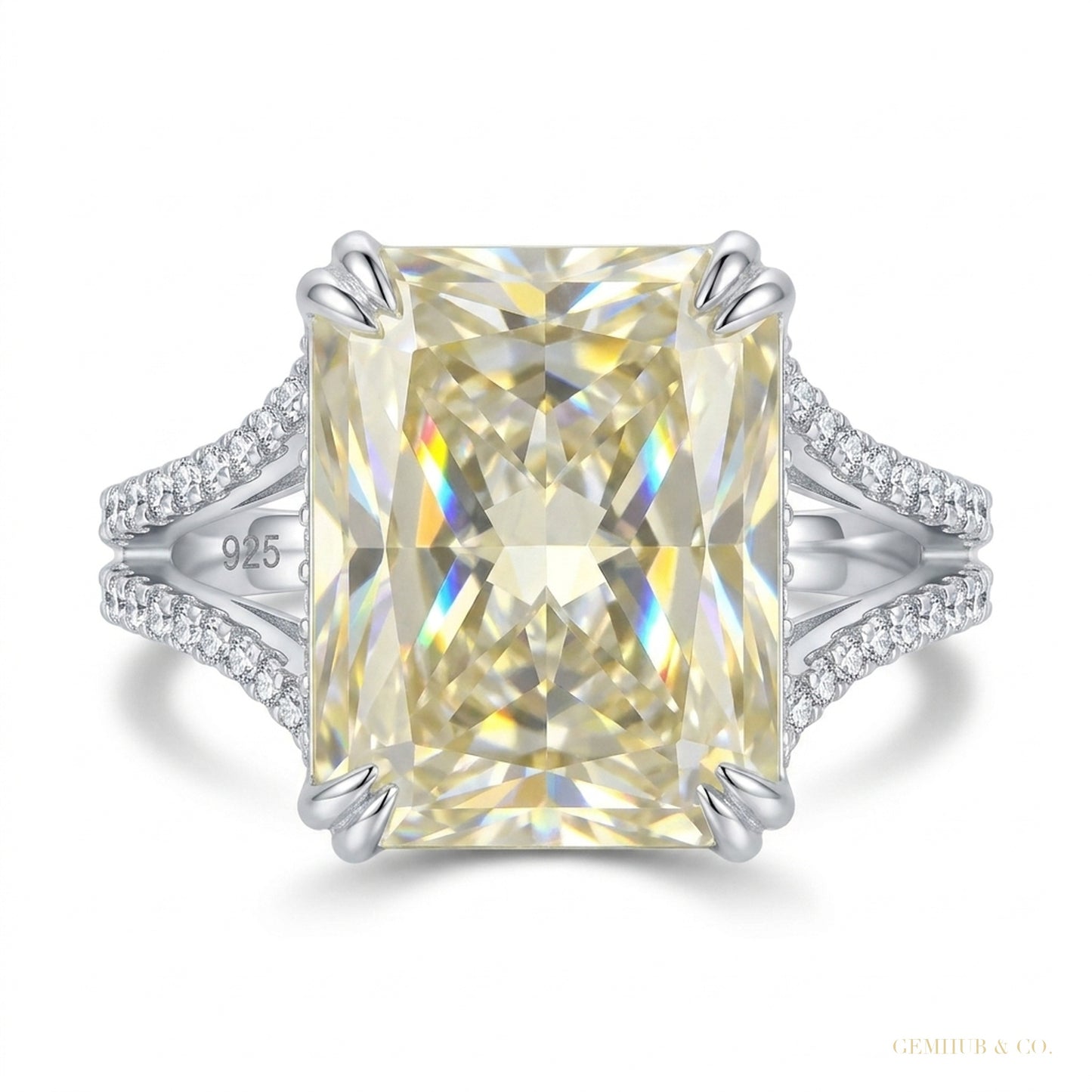15.65 ct DEW Off White Moissanite Solitaire Ring Wedding Gift for Wife 18K Gold Plated 18K Gold Plated – white background main image