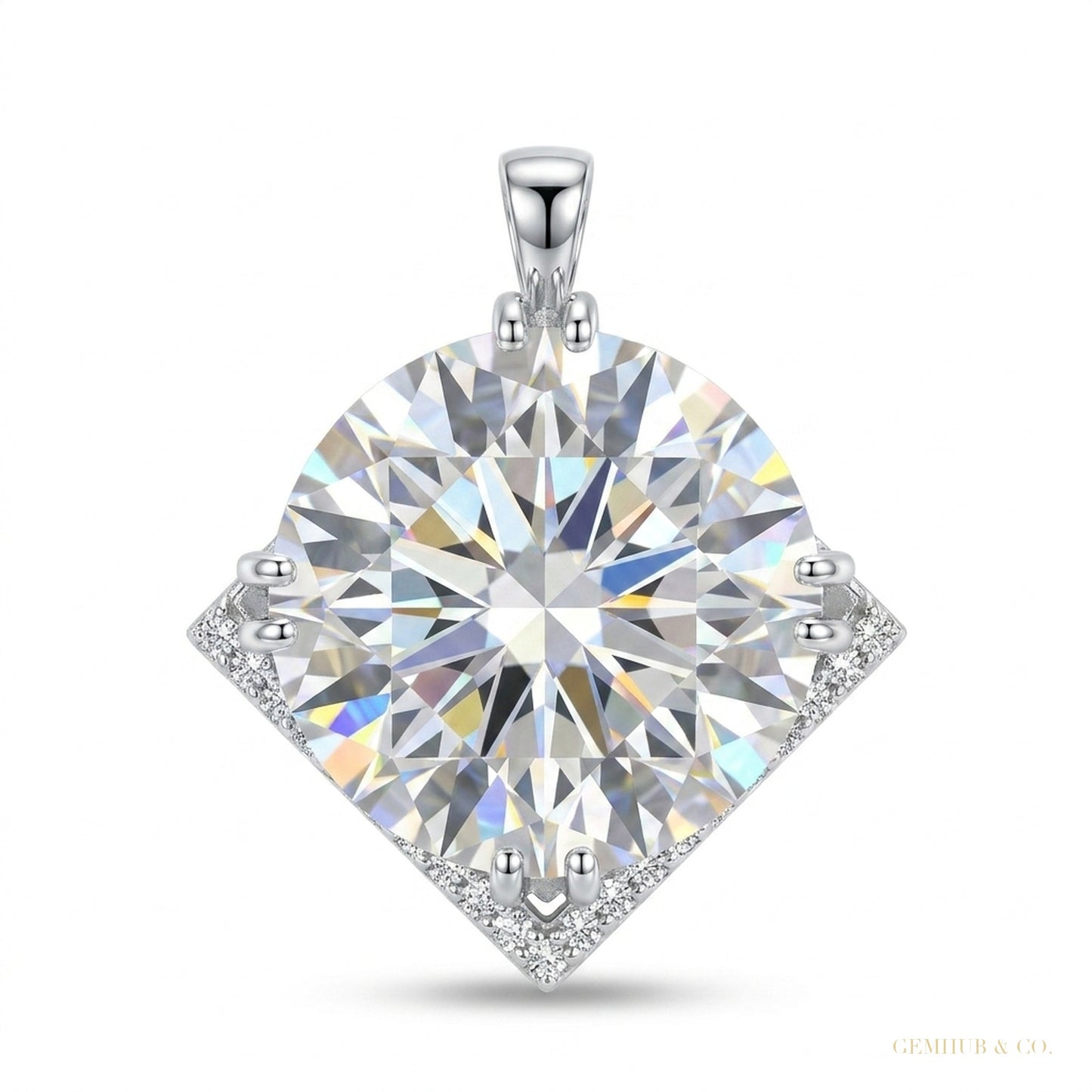 15 ct DEW White Moissanite Pendant in Gold Vermeil Certified Luxury Holiday Jewelry – white background main image