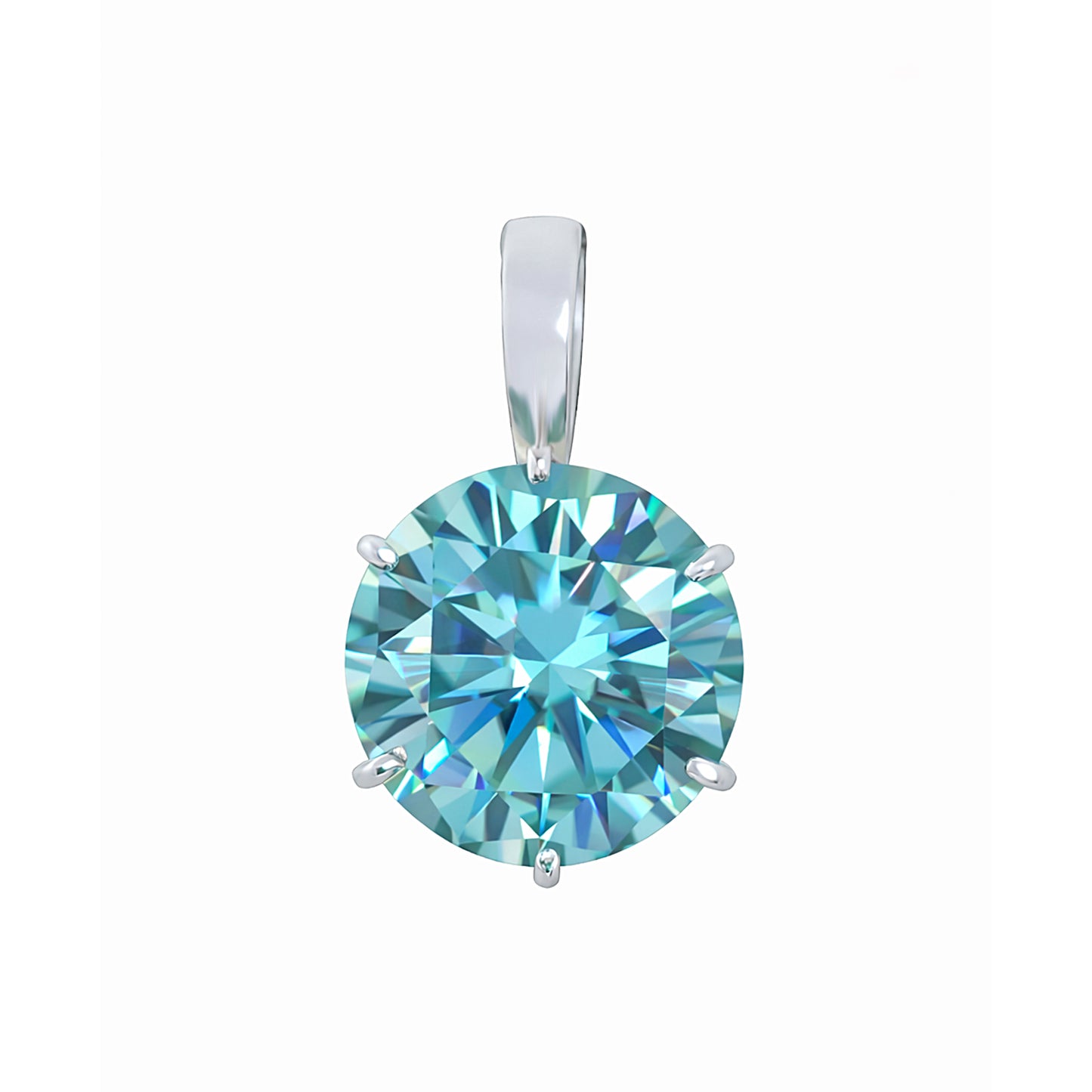 9.30 Ct Certified Blue Moissanite Pendant Gold Vermeil Anniversary Jewelry Gift