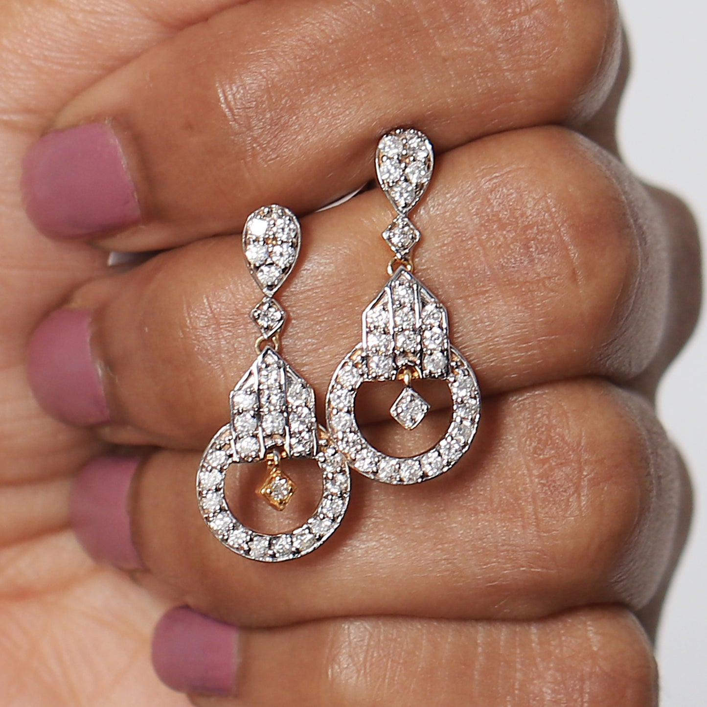 1.05 Ct. IGI Certified Natural Diamond Dangle Earrings in 18K Yellow Gold