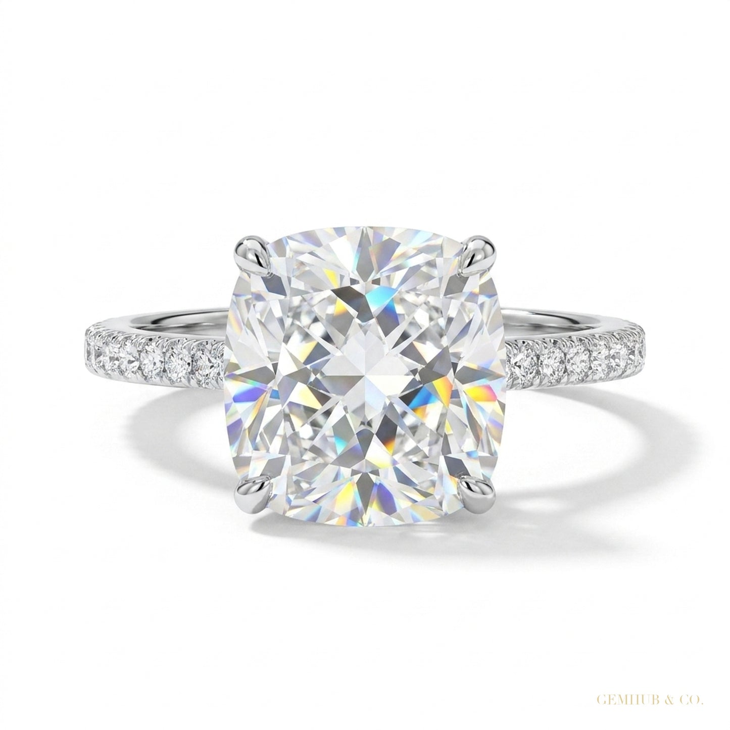 2.50 ct DEW Certified Cushion Cut White Moissanite Solitaire Ring 18K Gold Plated Verme 18K Gold Plated – white background main image