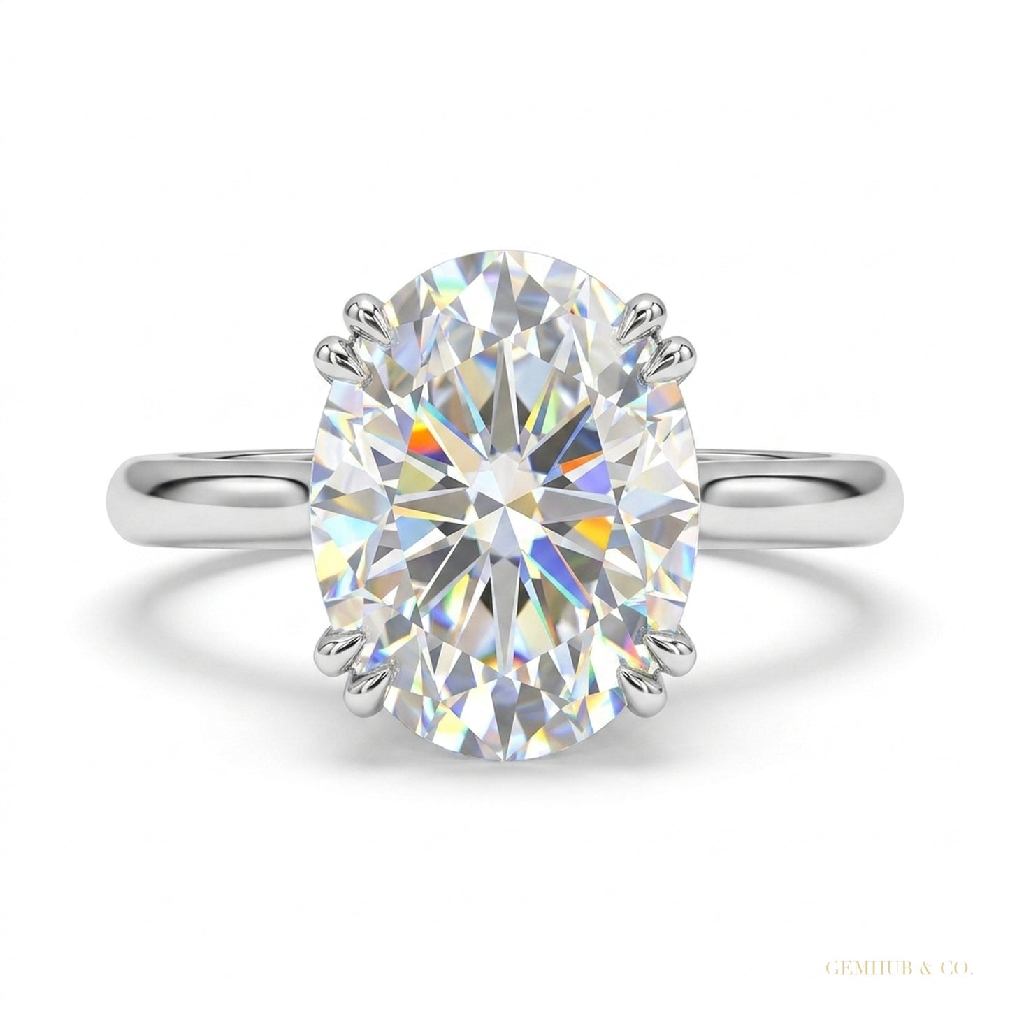 2.50 ct DEW Off White Moissanite Solitaire Ring in – Elegant & Rare 18K Gold Plated Ver 18K Gold Plated – white background main image