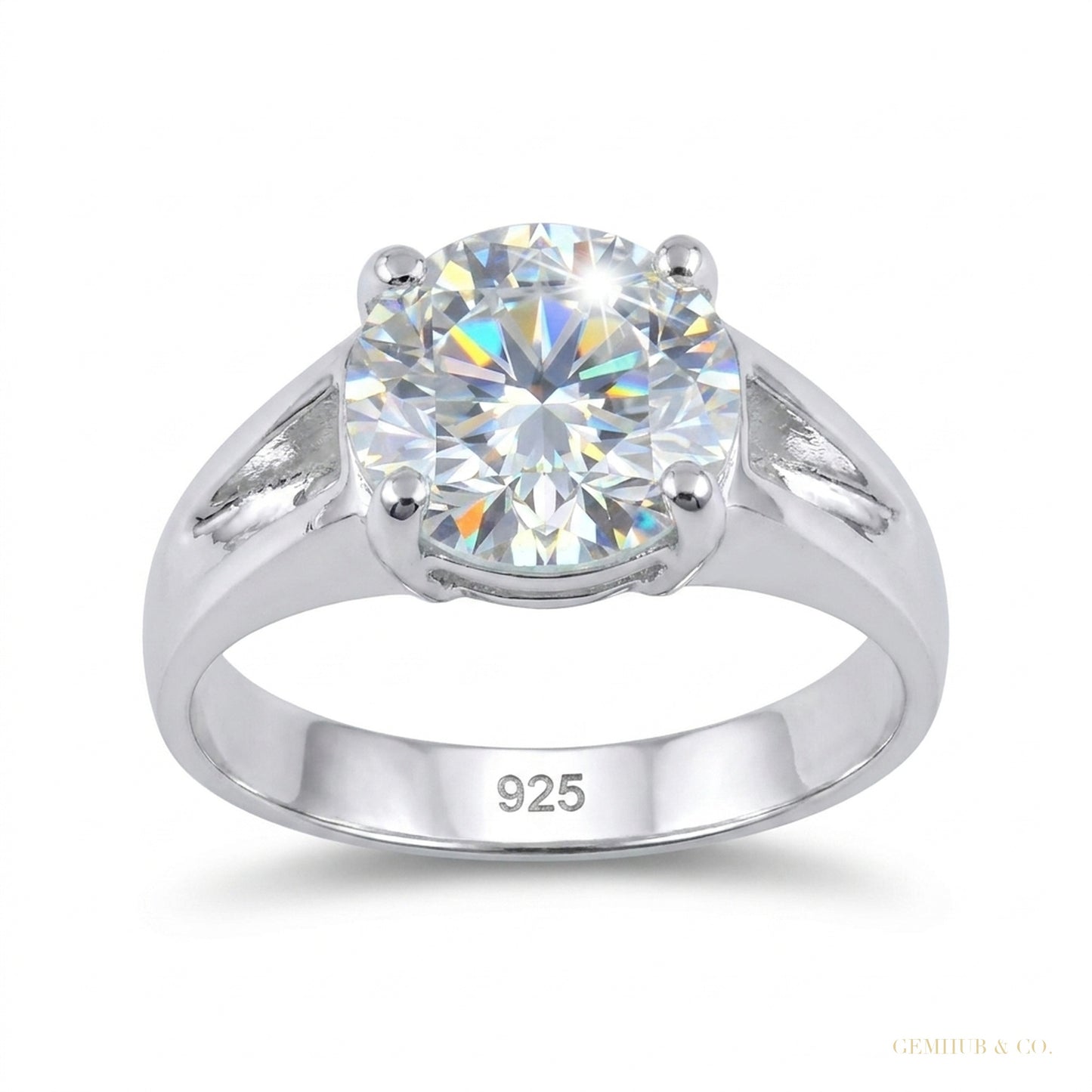 2.50 ct DEW White Round Cut Certified Moissanite Solitaire Rings 18K Gold Plated Vermei 18K Gold Plated – white background main image