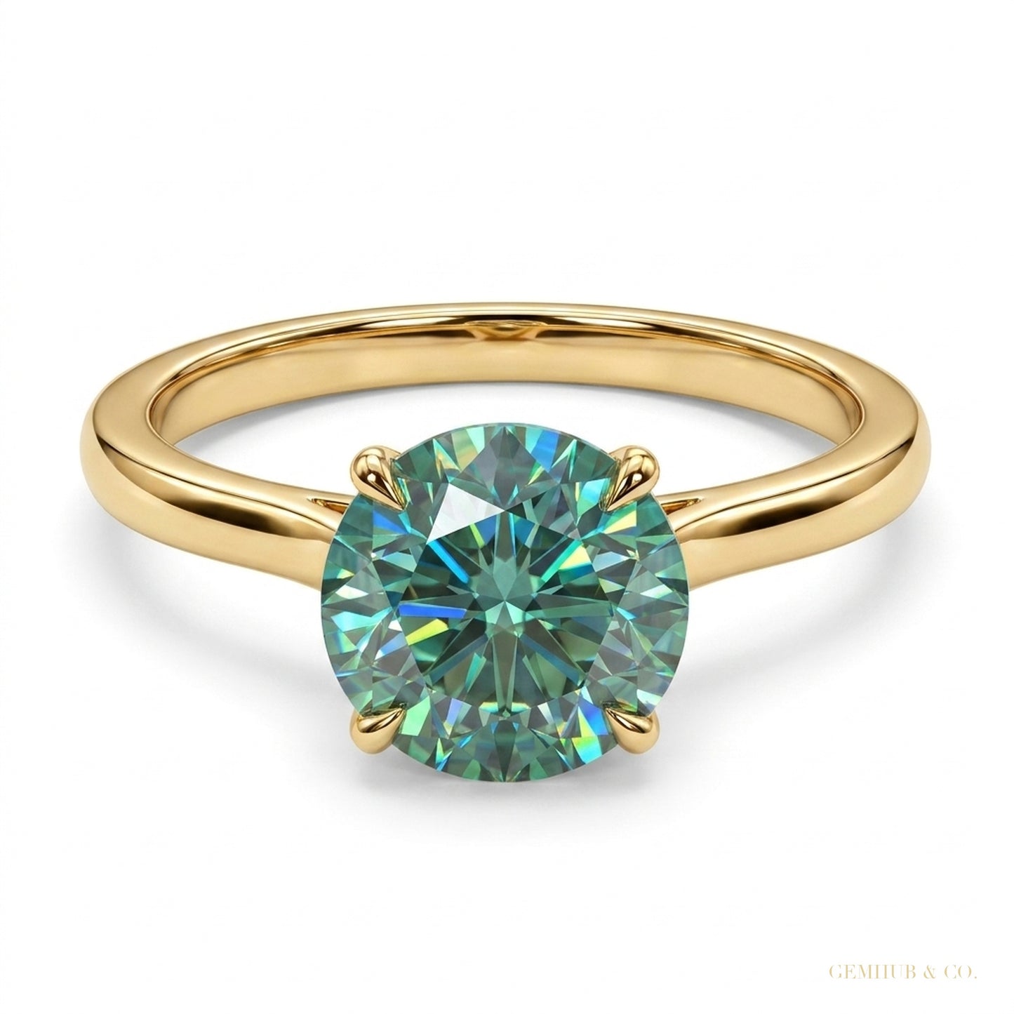 2.55 ct DEW Certified Blue Moissanite Ring – Birthday Gift for Her 18K Gold Plated Verm 18K Gold Plated – white background main image