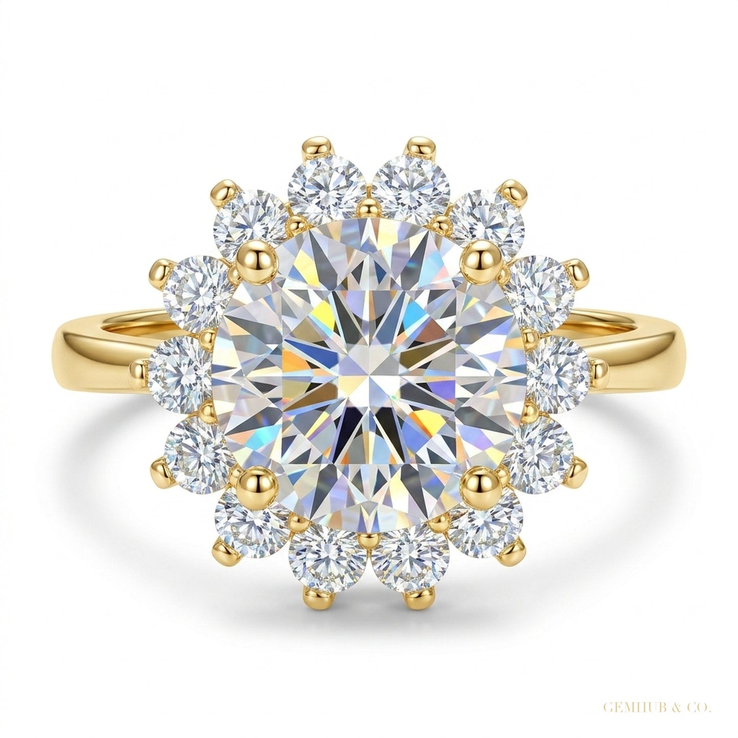 2.55 ct DEW Certified White Round Cut Certified Moissanite Solitaire Ring 18K Gold Plat 18K Gold Plated – white background main image