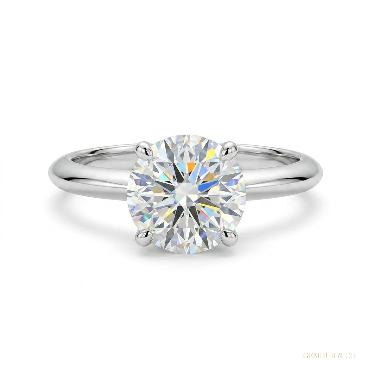 2.65 ct DEW Off White Treated Moissanite Solitaire Ring in – Amazing Gem 18K Gold Plate 18K Gold Plated – white background main image