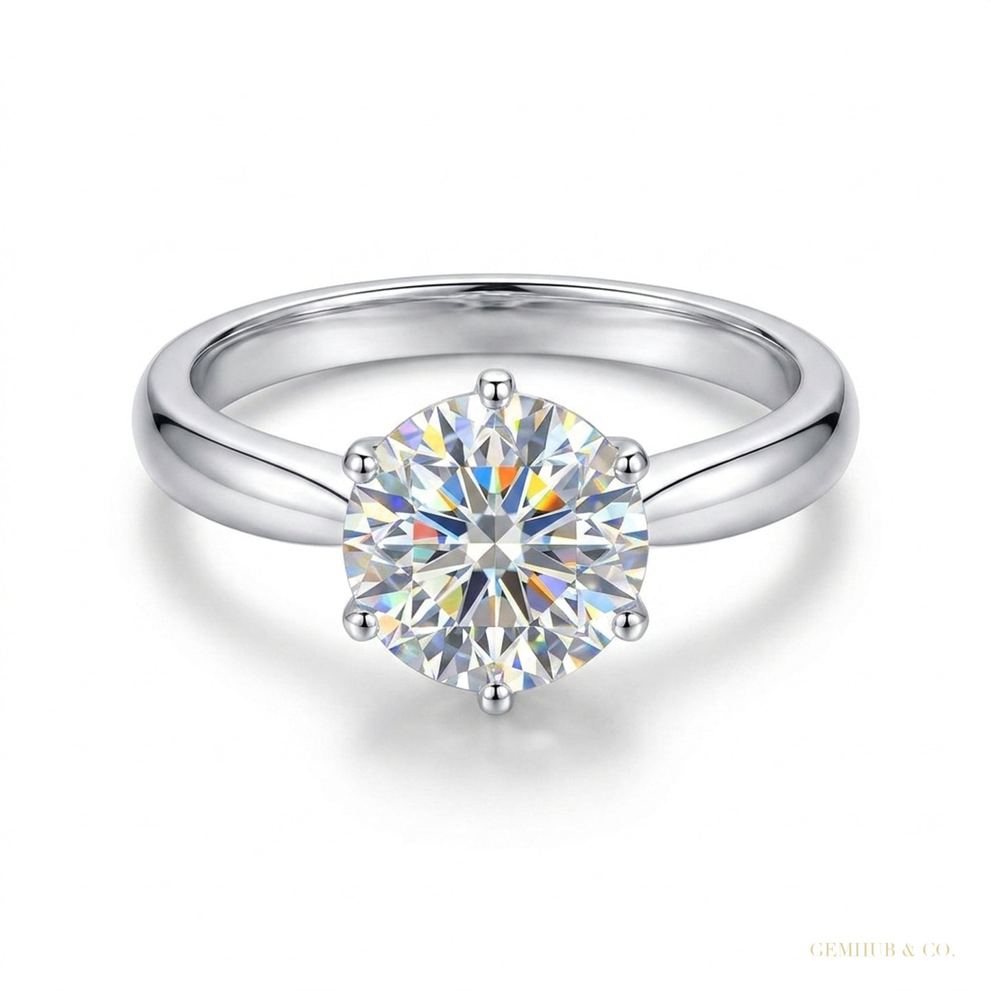 2.80 ct DEW Certified Round Cut White Moissanite Solitaire Ring For Wife 18K Gold Plate 18K Gold Plated – white background main image