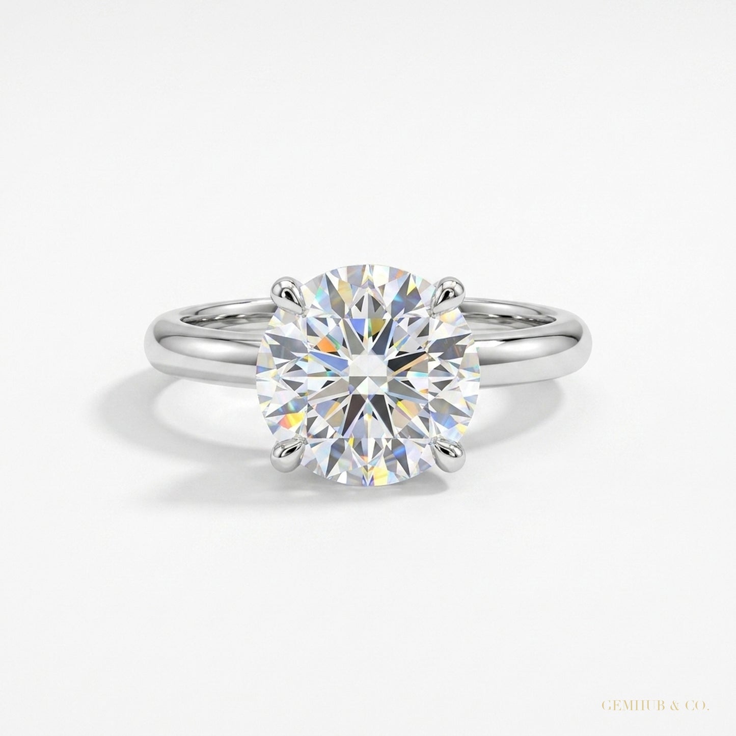 2.85 ct DEW Certified White Moissanite Solitaire Ring in – Gift for Wife 18K Gold Plate 18K Gold Plated – white background main image