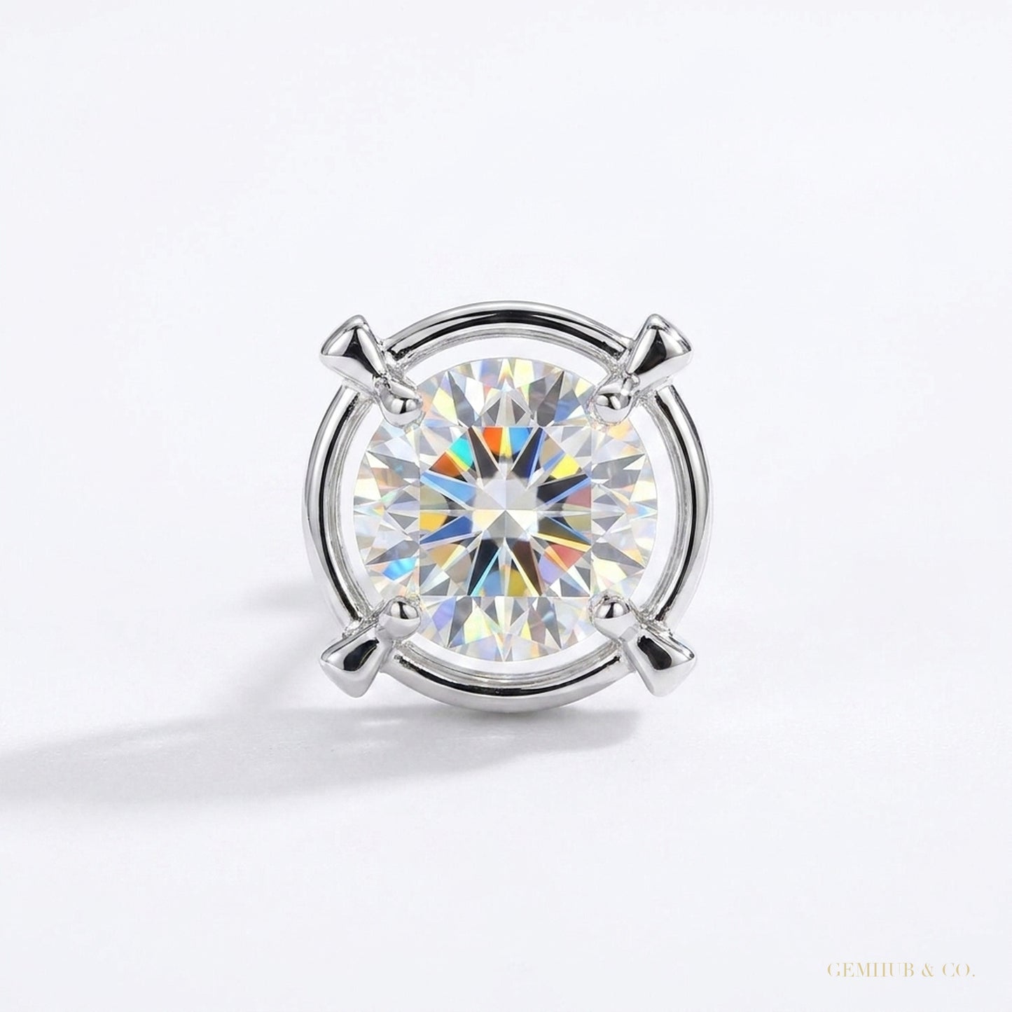 2 ct DEW Certified Treated White Moissanite Solitaire Studs Great Shine 18K Gold Plated – white background main image