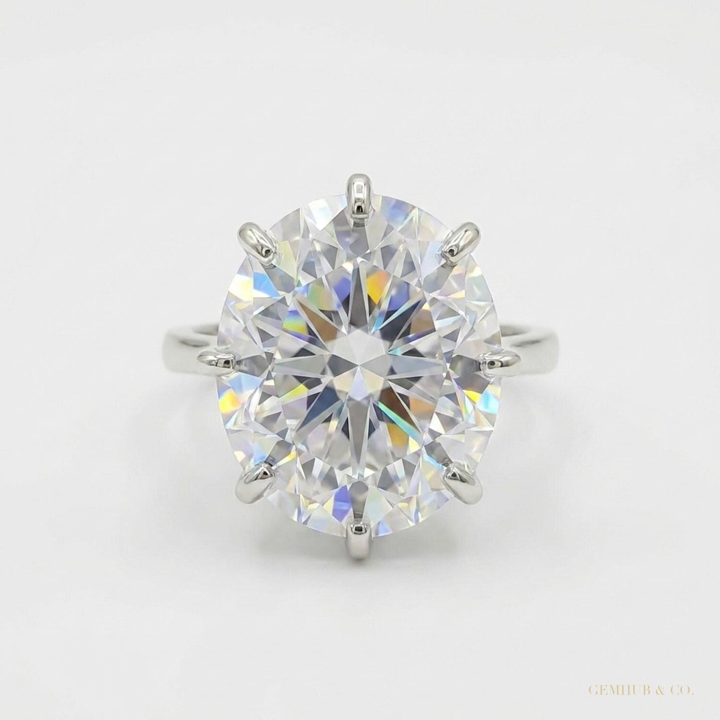 25.70 ct DEW Bold Moissanite Statement Ring Rare Luxury Gift for Her 18K Gold Plated Ve 18K Gold Plated – white background main image
