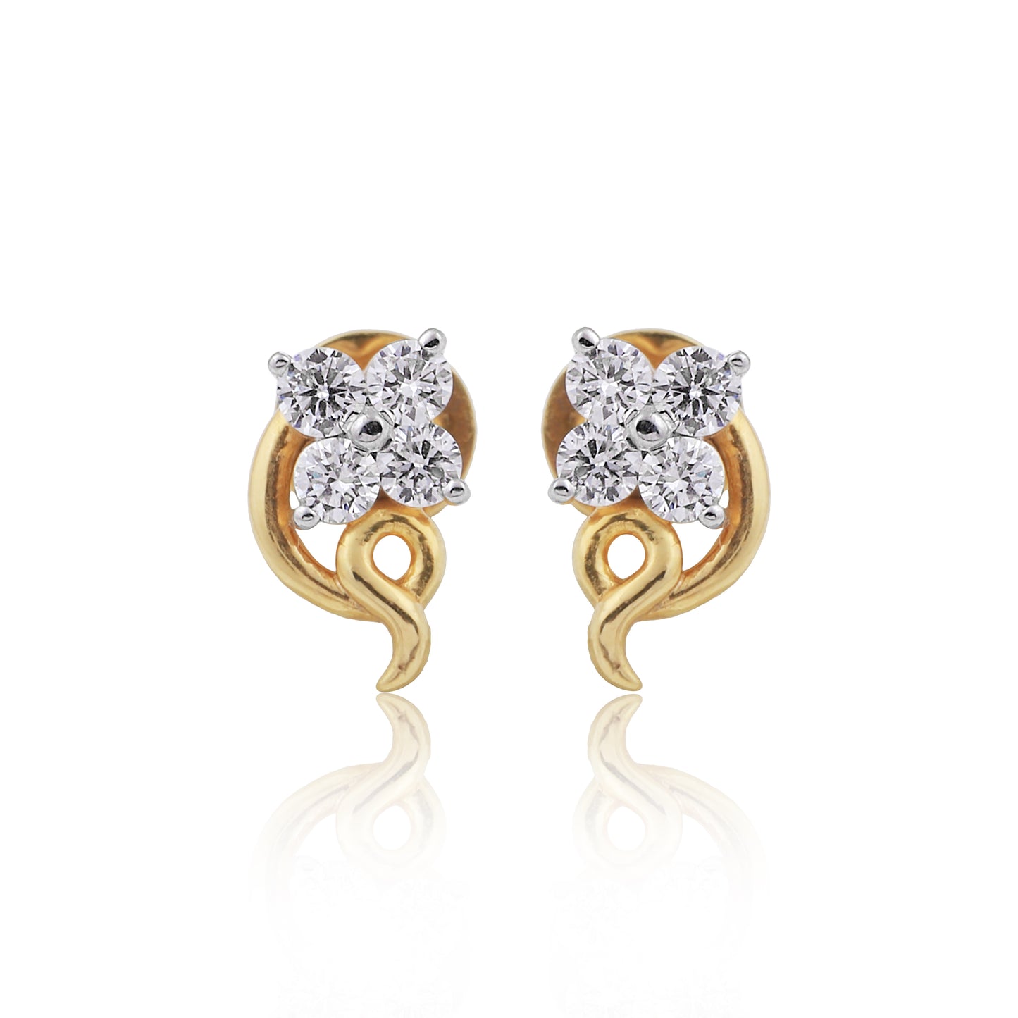 0.44 Ct. Natural Diamond Stud Earrings in 18K Yellow Gold IGI Certified
