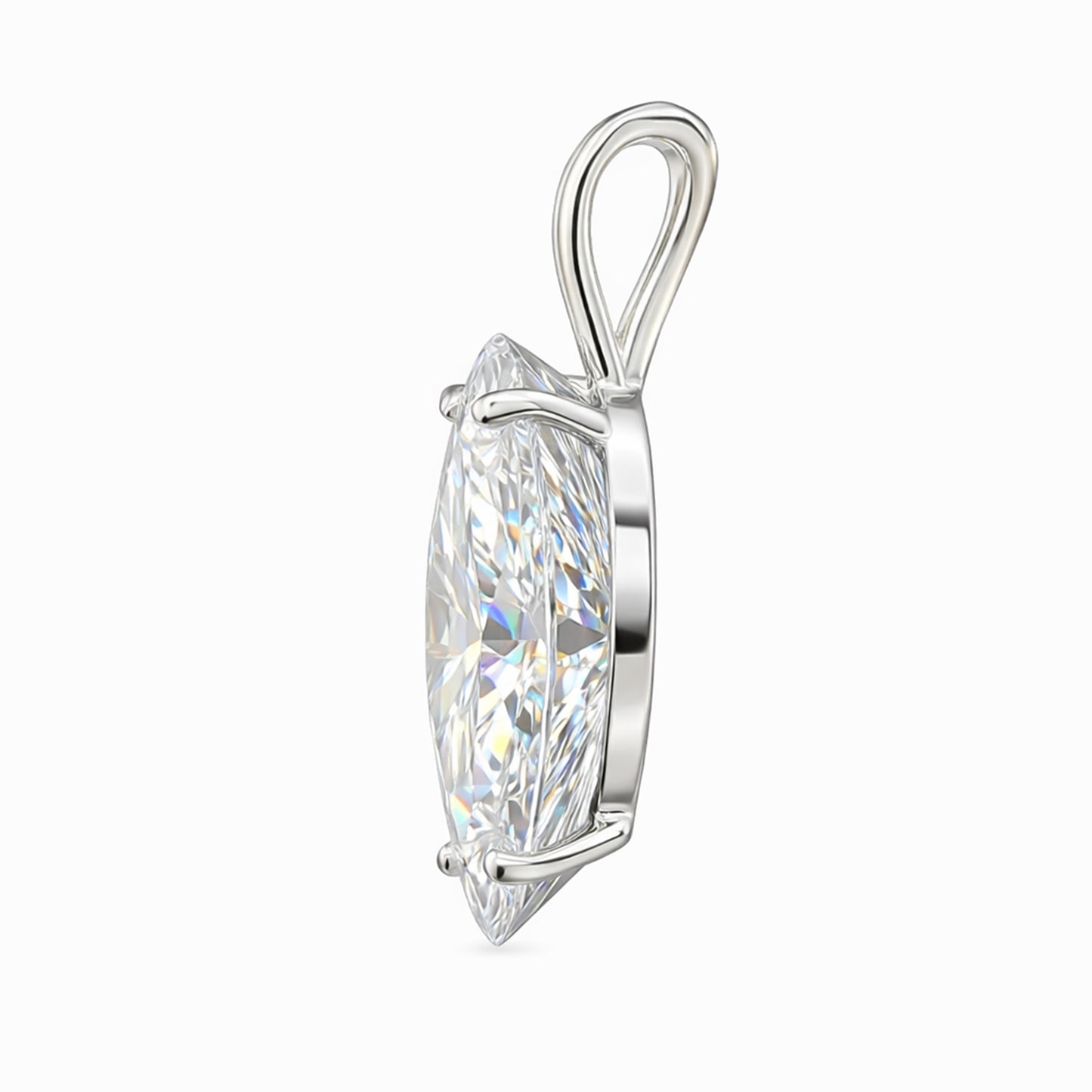5 ct DEW Marquise Moissanite Pendant in Gold Vermeil Certified Gift for Birthday