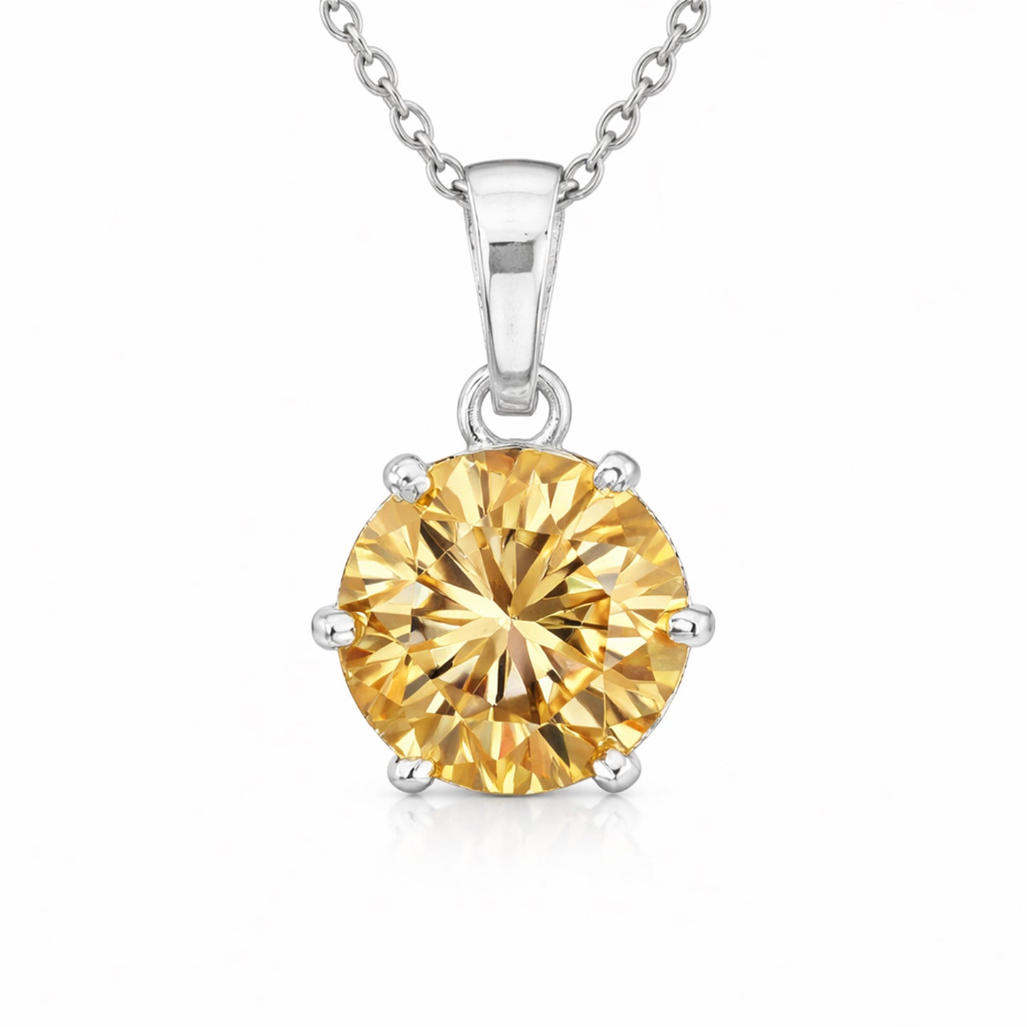 6.20 ct DEW Champagne Moissanite Pendant in Gold Vermeil Certified for Her Gift