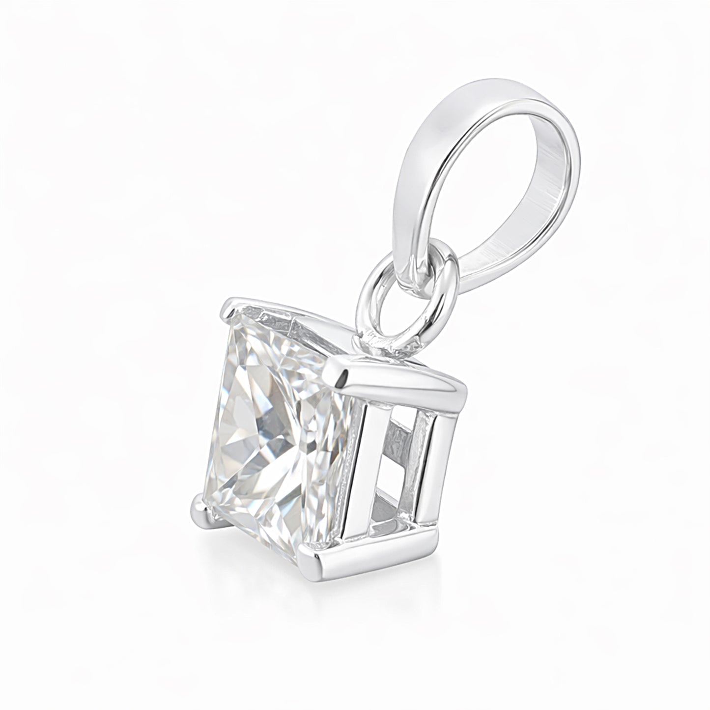 4.00 ct DEW Princess Cut Certified Moissanite Pendant Gold Vermeil Holiday Jewelry