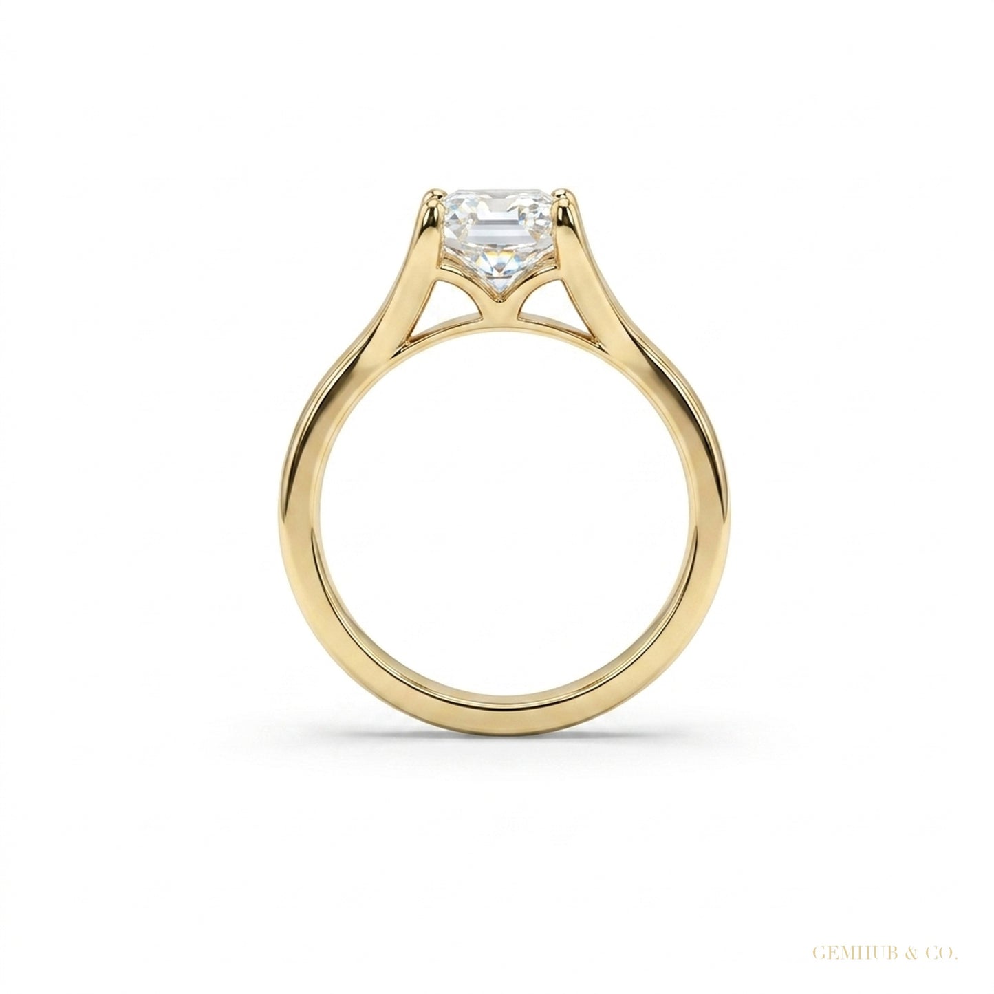 3.08 ct DEW Emerald Cut Moissanite Ring Gift for Her Wedding or Birthday 18K Gold Plate 18K Gold Plated – white background main image