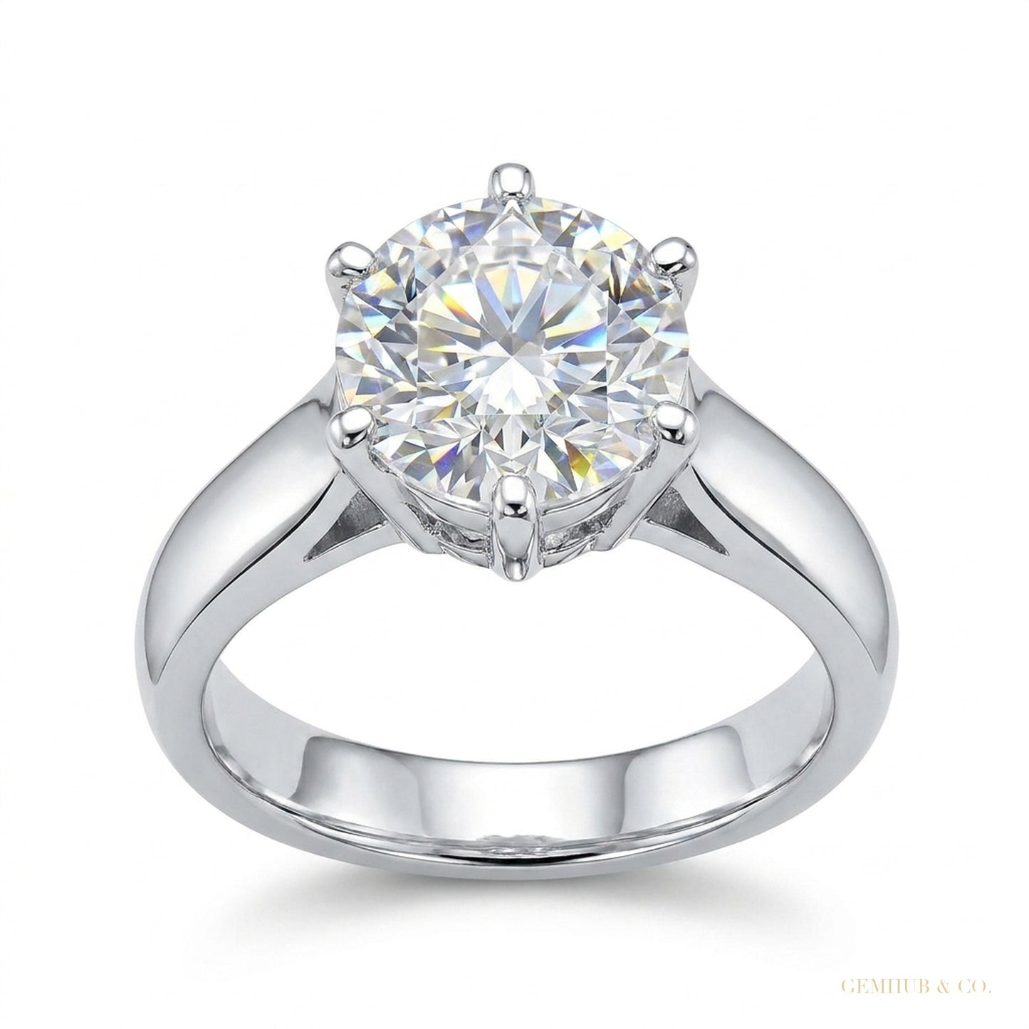 3.30 ct DEW Round Cut White Moissanite Halo Ring in Gift for Engagement 18K Gold Plated – white background main image