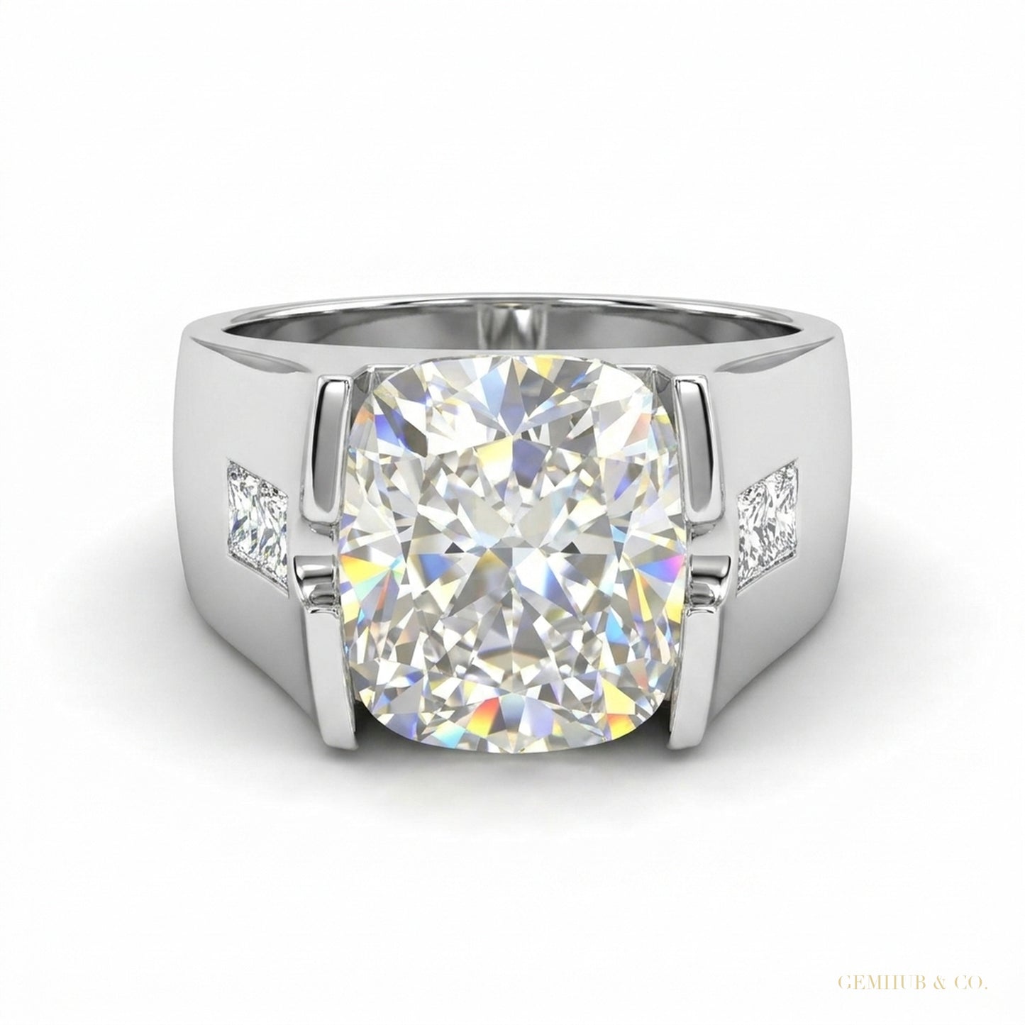 3.50 ct DEW Certified White Moissanite Ring in – Christmas Gift for Her 18K Gold Plated – white background main image