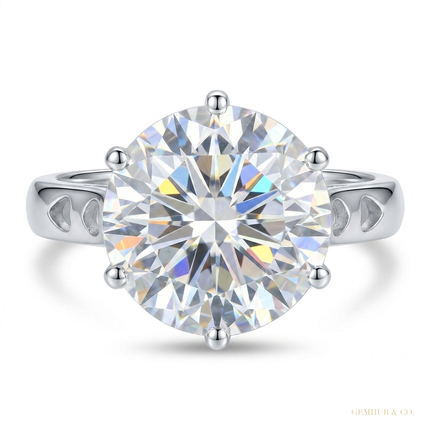 3.65 ct DEW Certified White Moissanite Ring in – Christmas Gift Jewelry 18K Gold Plated – white background main image