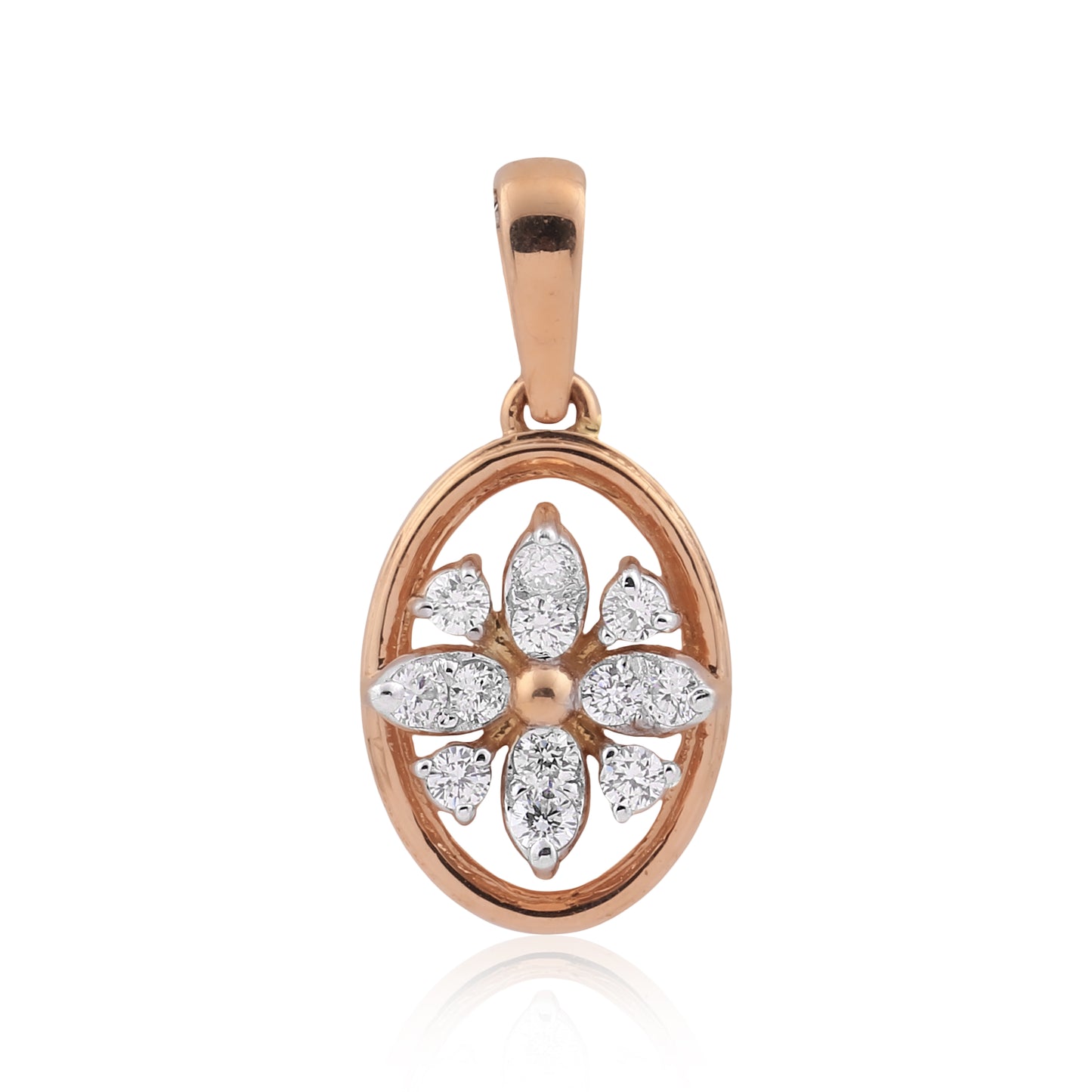 0.58 Ct.18KT Rose Gold Pendant And Earrings Set with Natural Diamonds, IGI Cert