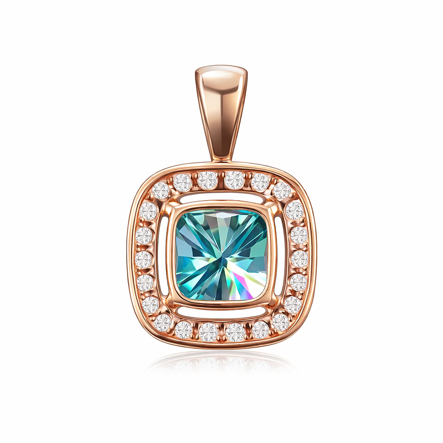 5.10 Ct Certified Cushion Blue Moissanite Pendant in Gold Vermeil Birthday Gift