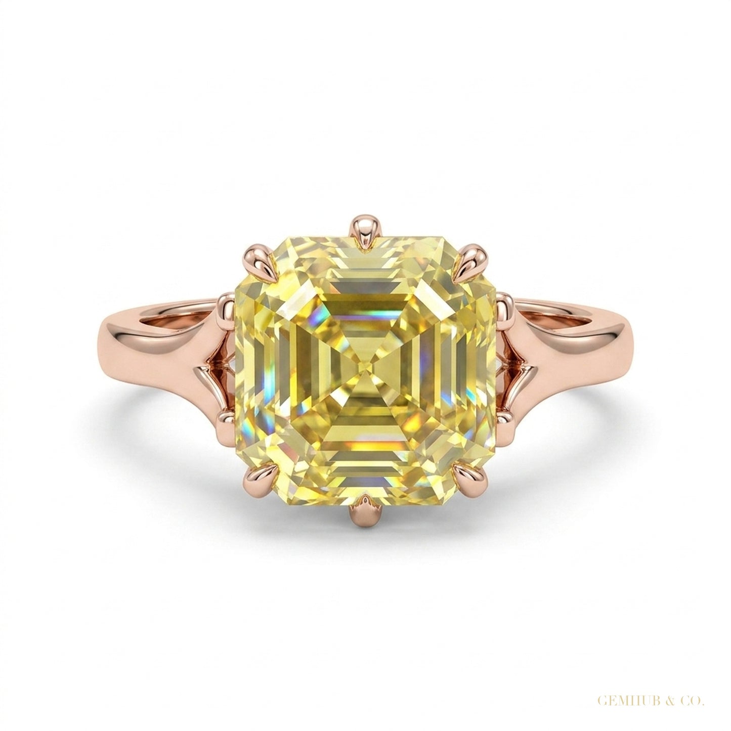 4.00 ct DEW Champagne Treated Moissanite Ring in – Certified Beauty 18K Gold Plated Ver 18K Gold Plated – white background main image