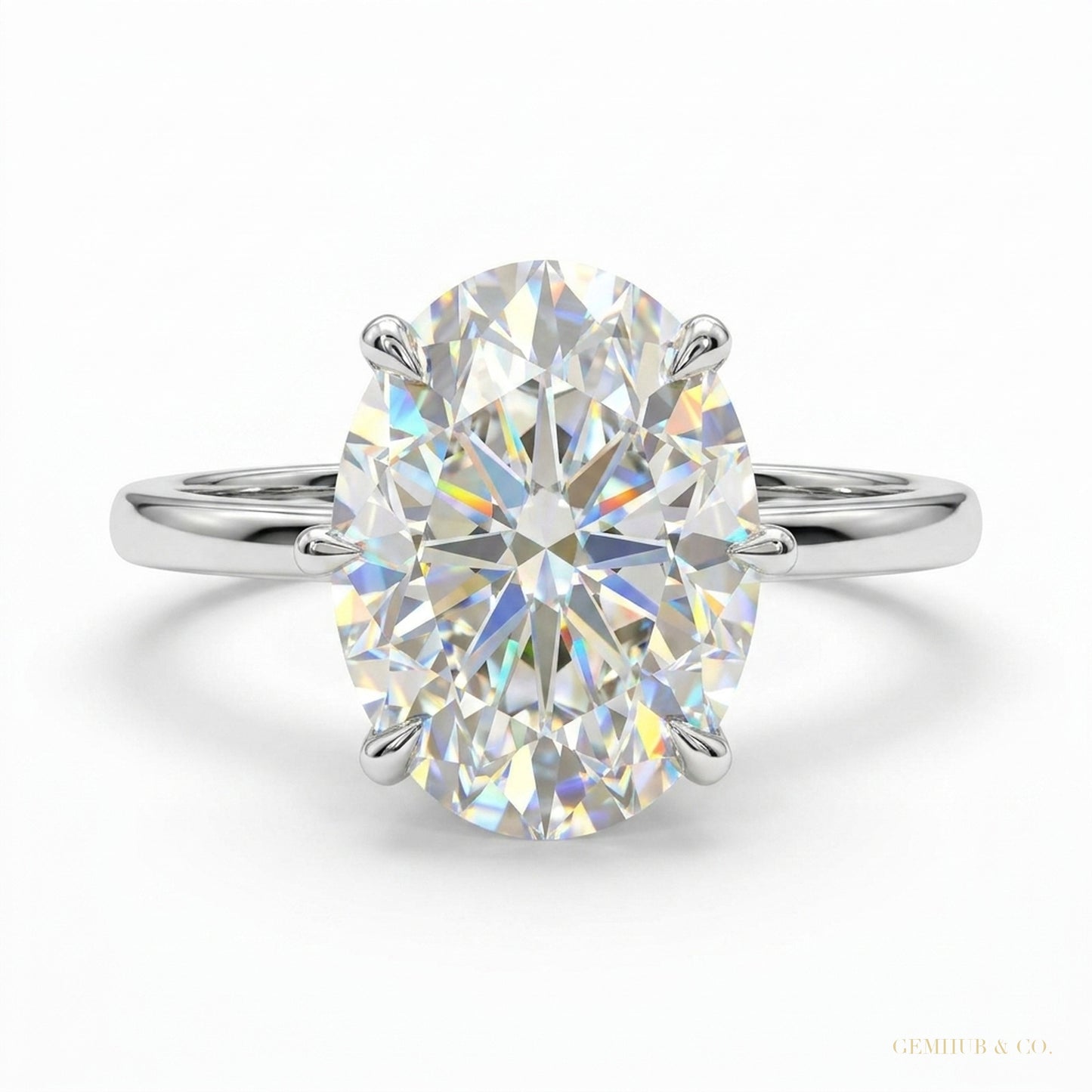 4.10 ct DEW Certified Radiant Cut White Solitaire Moissanite Ring 18K Gold Plated Verme 18K Gold Plated – white background main image