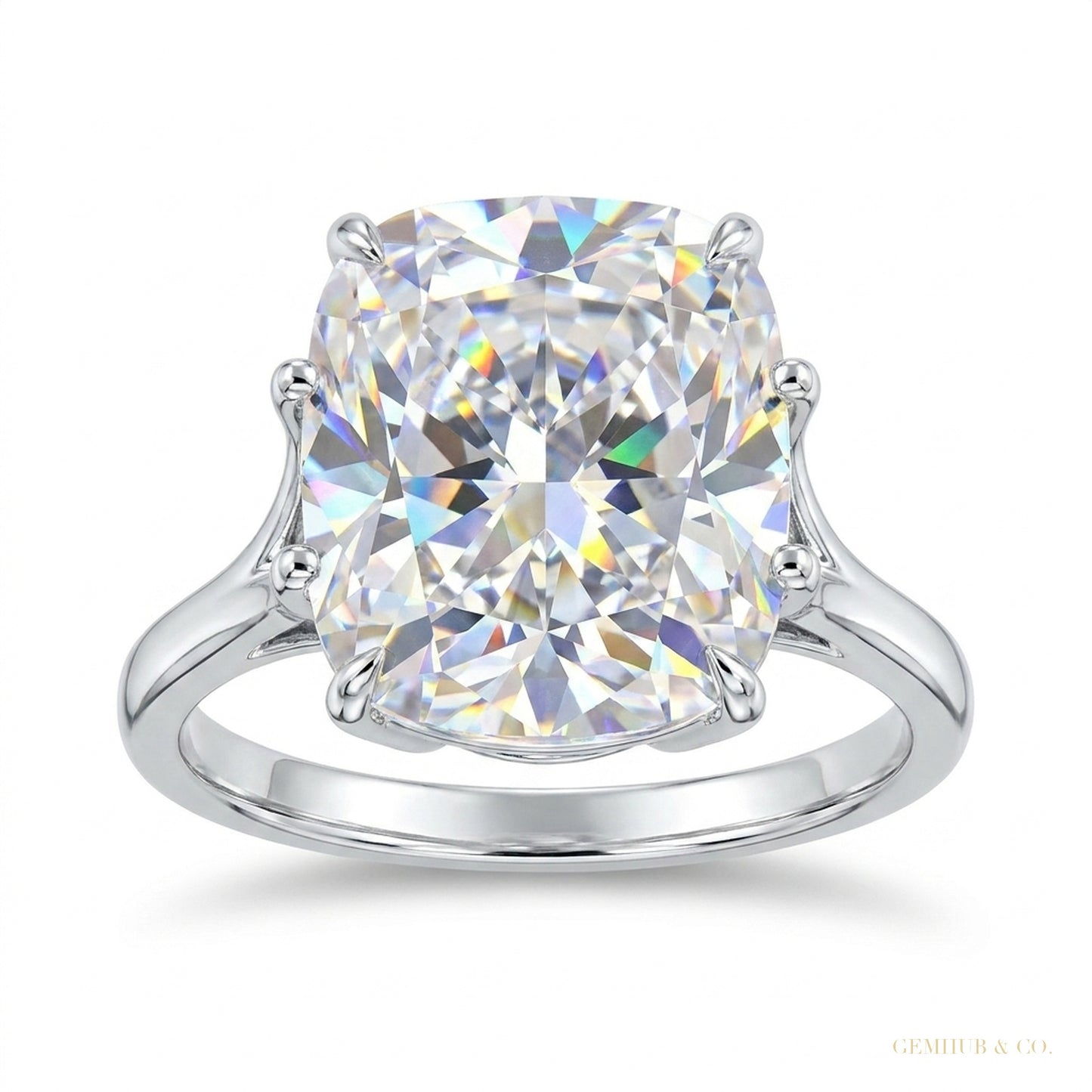 4.50 ct DEW Radiant Cut White Treated Moissanite Solitaire Ring in WOW 18K Gold Plated 18K Gold Plated – white background main image