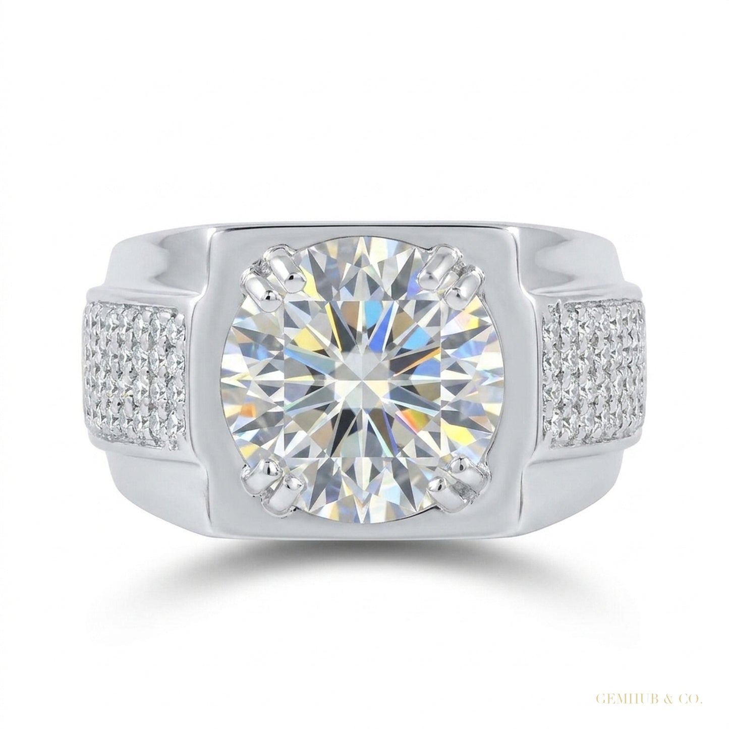 4.90 ct DEW Certified White Moissanite Ring – Wedding Jewelry in 18K Gold Plated Vermei 18K Gold Plated – white background main image