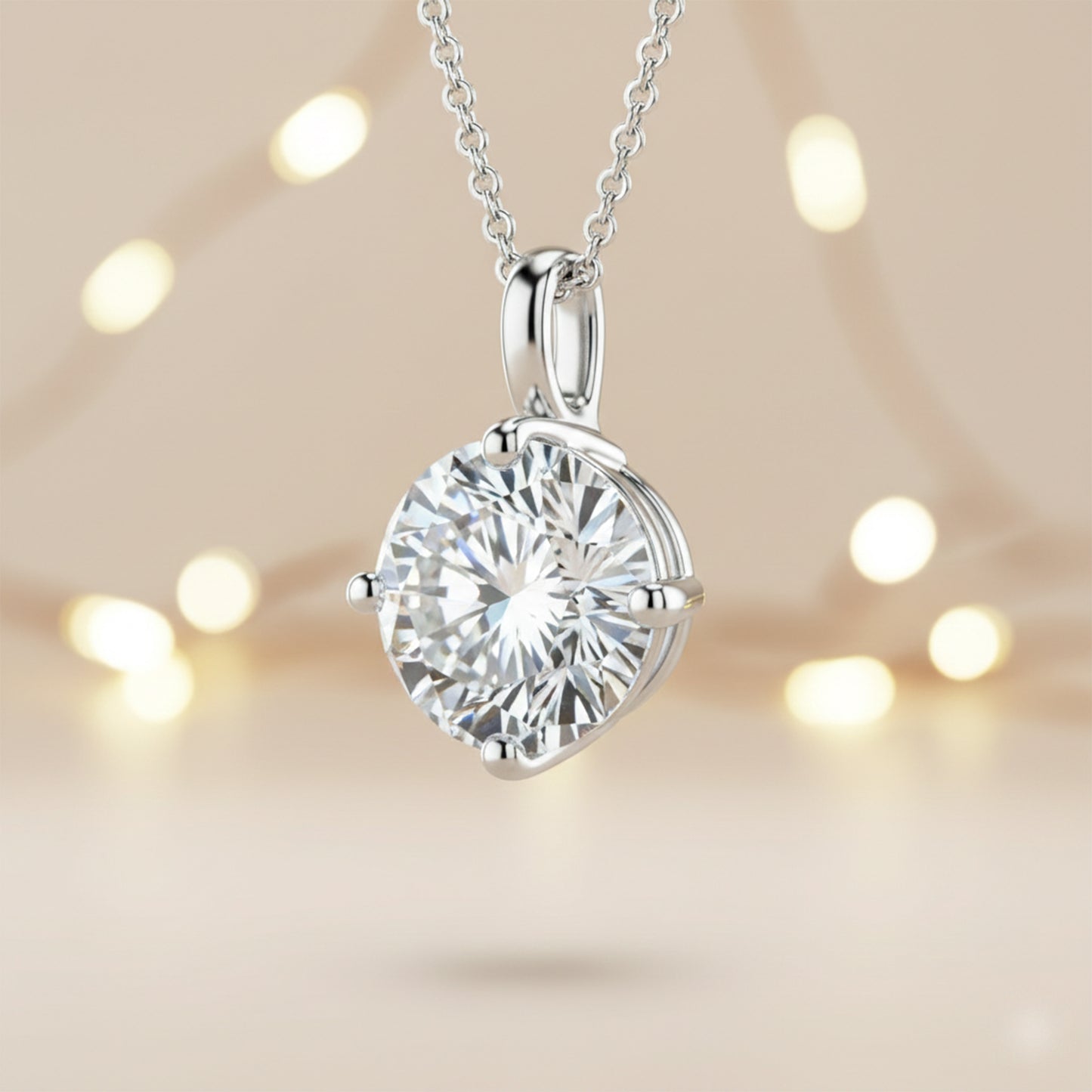 4.20 Ct Certified Moissanite Pendant in Gold Vermeil Ideal Christmas Gift