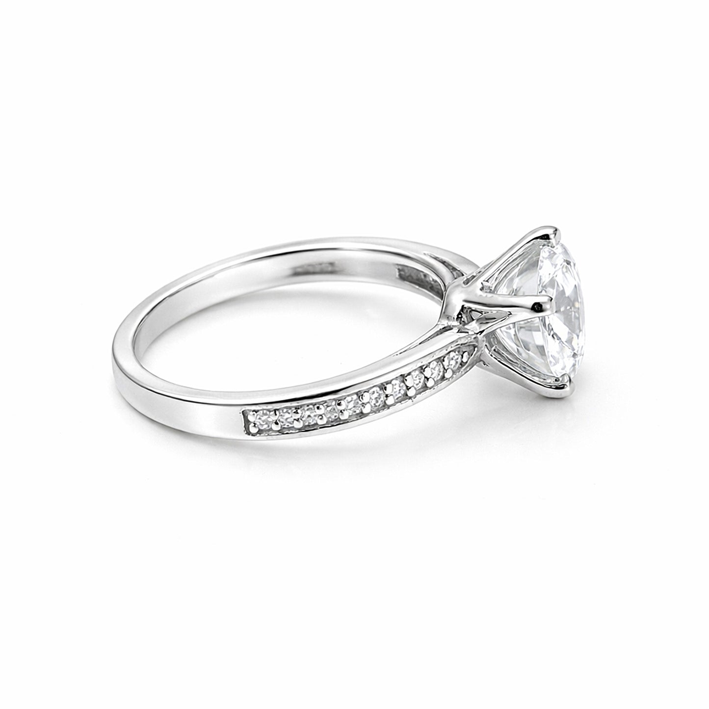 3.20 ct DEW Certified Round Cut White Moissanite Solitaire Ring 18K Gold Plated