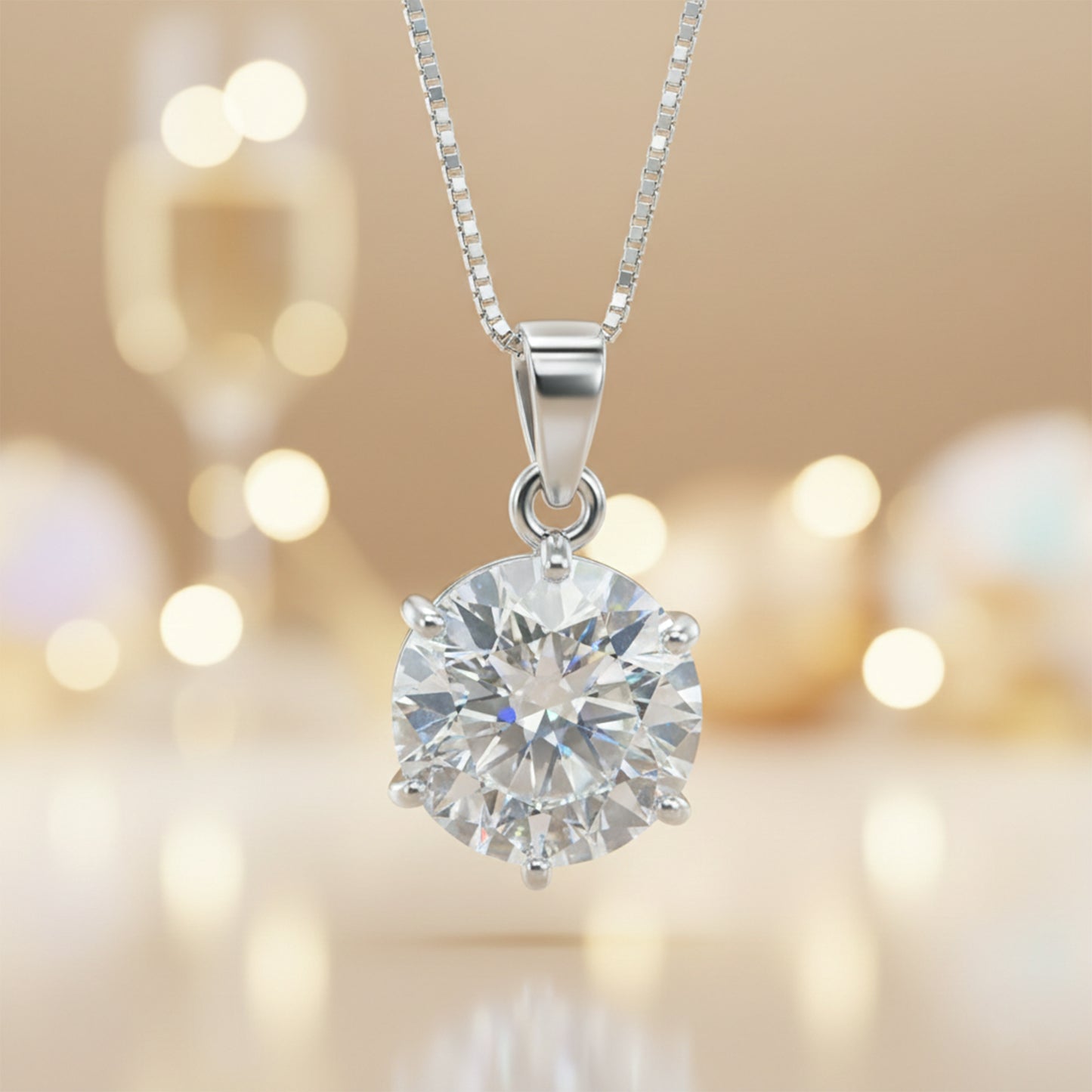 18.50 Ct F VS1 Moissanite Pendant in Gold Vermeil Premium Gift for Her Birthday