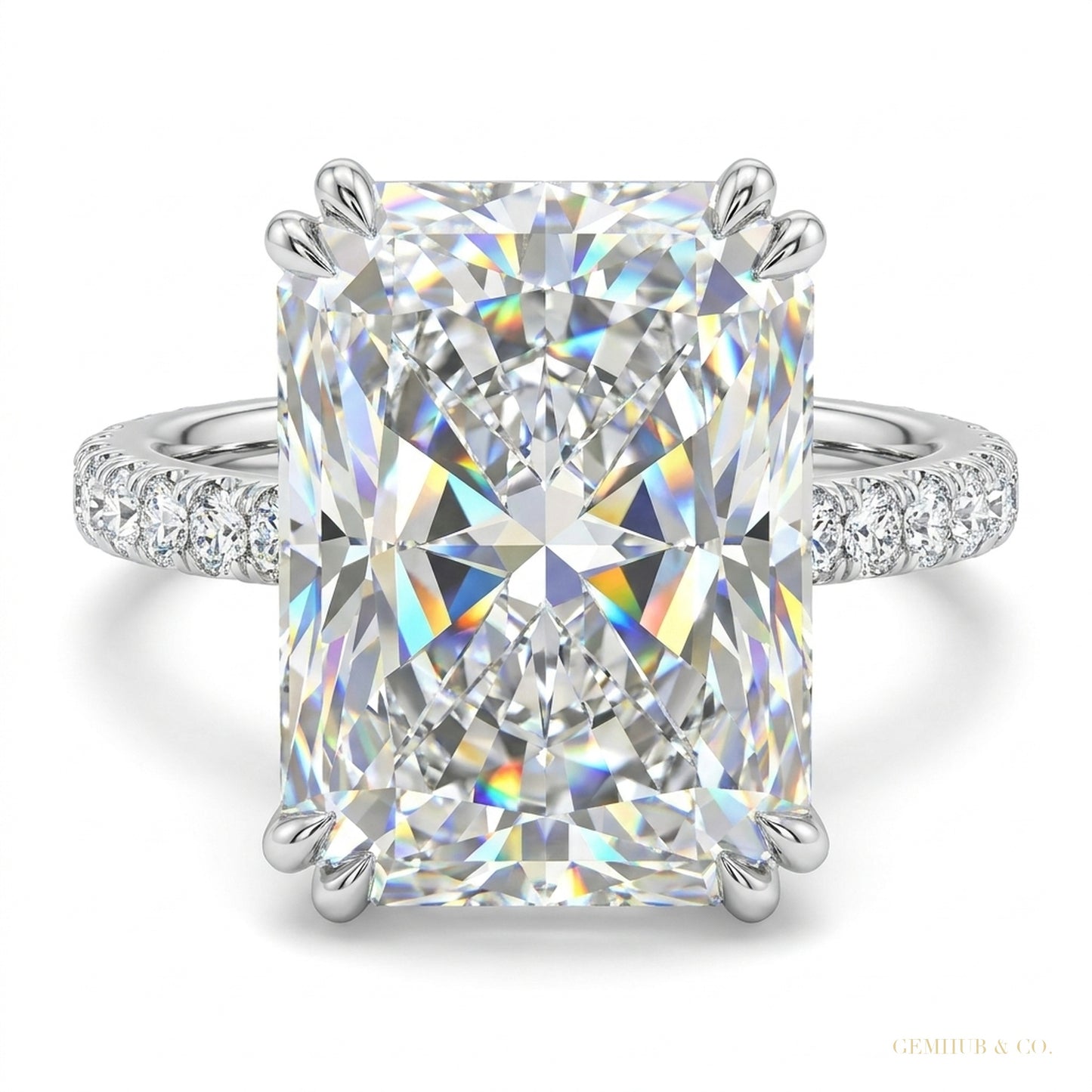 4 ct DEW Certified Cushion Cut White Soliatire Moissanite Ring 18K Gold Plated – white background main image