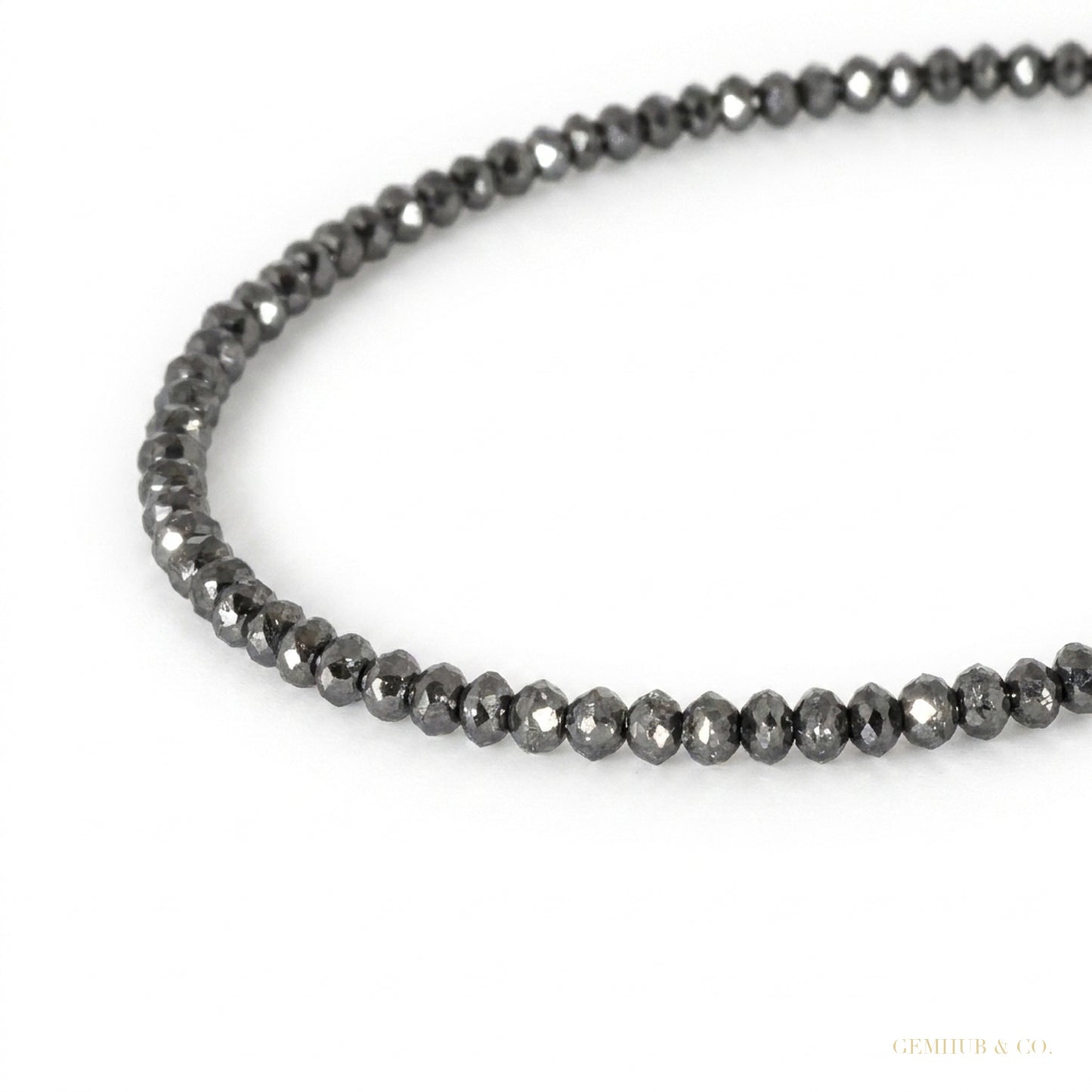4mm Black Moissanite Bead Necklace Certified Wedding Gift Gold Vermeil ā white background main image