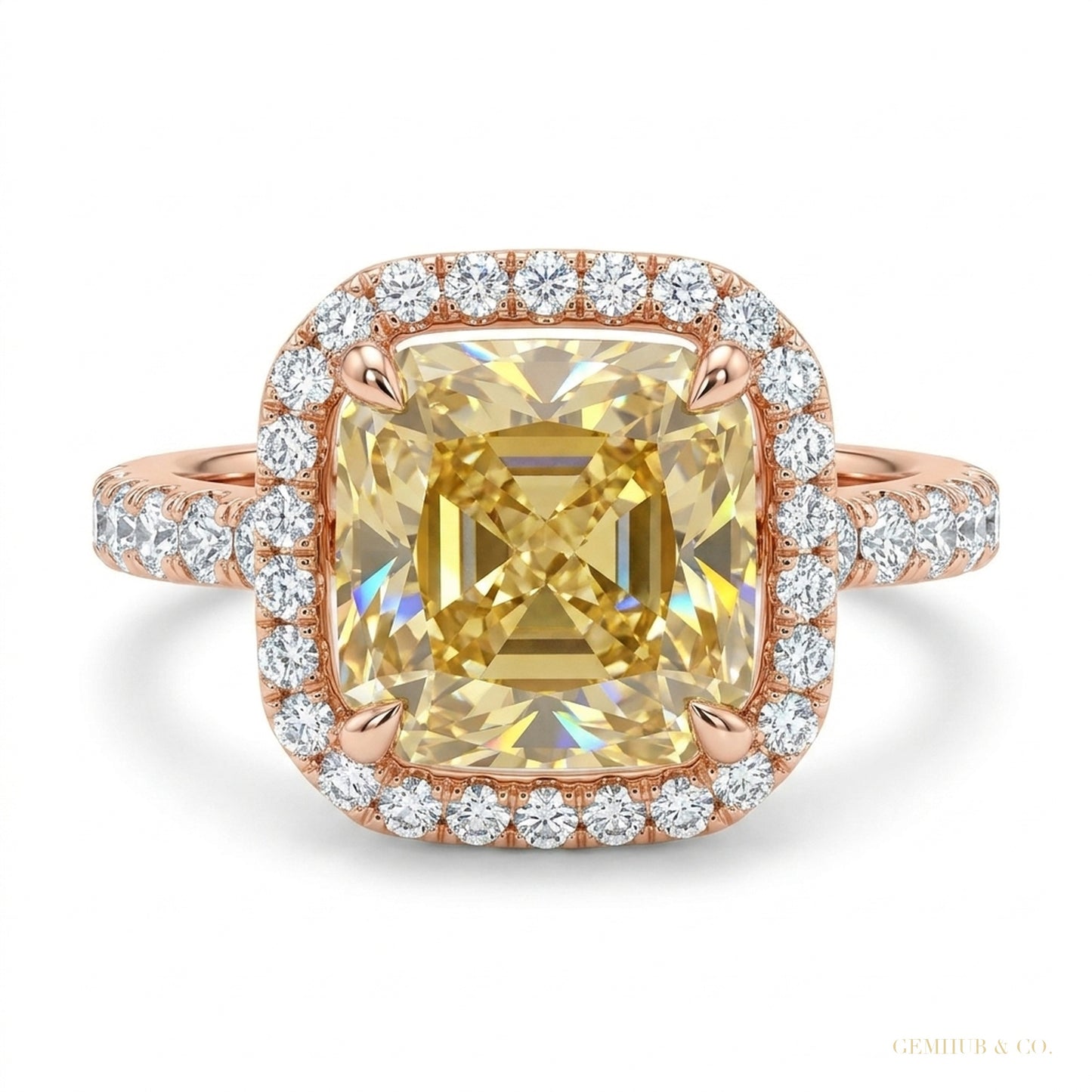 5.00 ct DEW Champagne Treated Moissanite Ring in – Certified Beauty 18K Gold Plated Ver 18K Gold Plated – white background main image