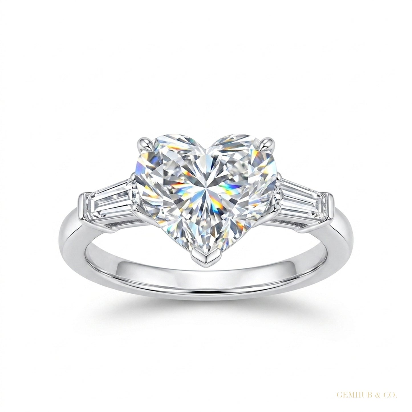 5.10 ct DEW Certified Heart Cut Solitaire White Soliatire Moissanite Ring 18K Gold Plat 18K Gold Plated – white background main image