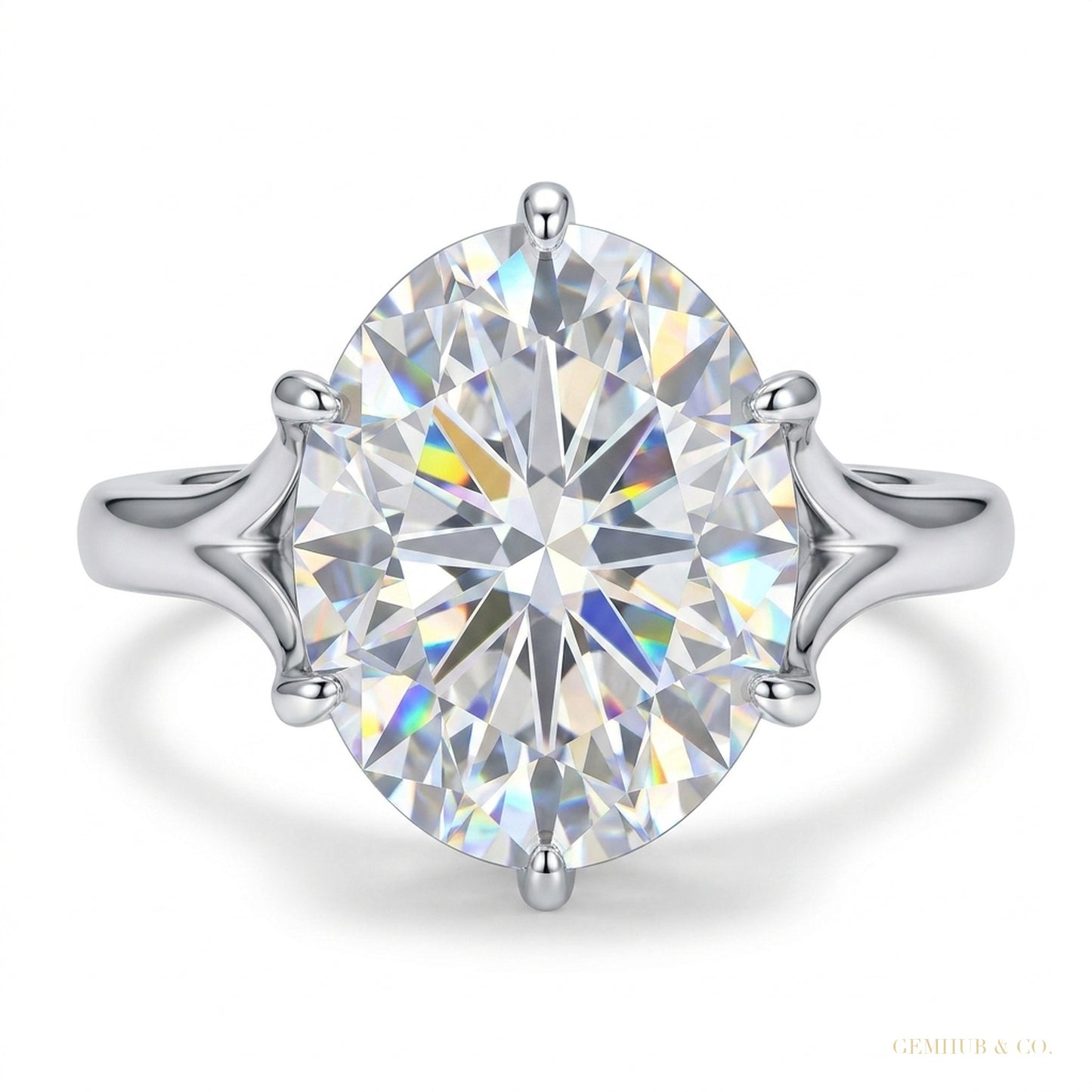 5.85 ct DEW Certified Cushion Cut White Solitaire Moissanite Ring 18K Gold Plated Verme 18K Gold Plated – white background main image
