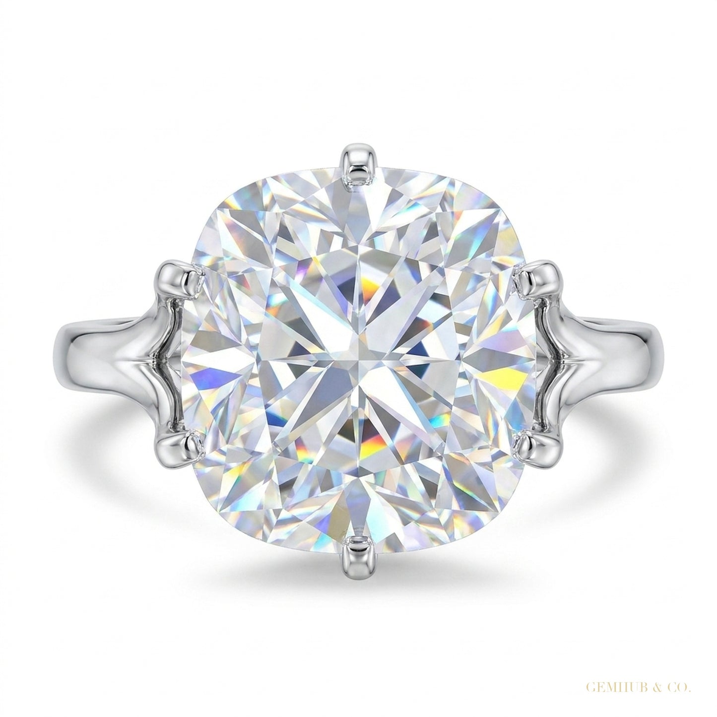 5.85 ct DEW Cushion Cut Moissanite Ring Gift for Her Anniversary Sparkle 18K Gold Plate 18K Gold Plated – white background main image