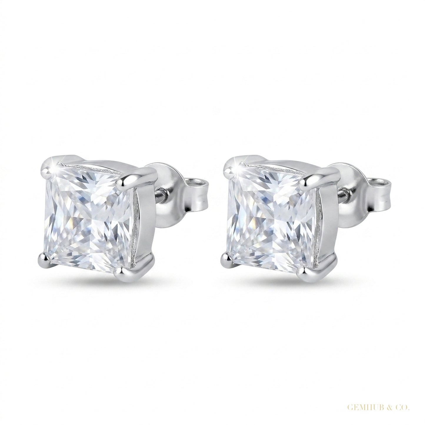 5.00 ct DEW White Moissanite Solitaire Studs In Gold Vermeil For Birthday – white background main image