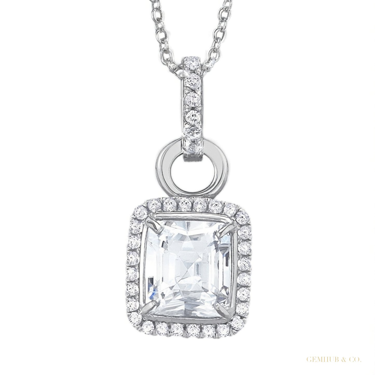 Moissanite 5.40 ct DEW Certified Moisanite Pendant Accents Back to School Jewelry Gold Vermeil – white background main image