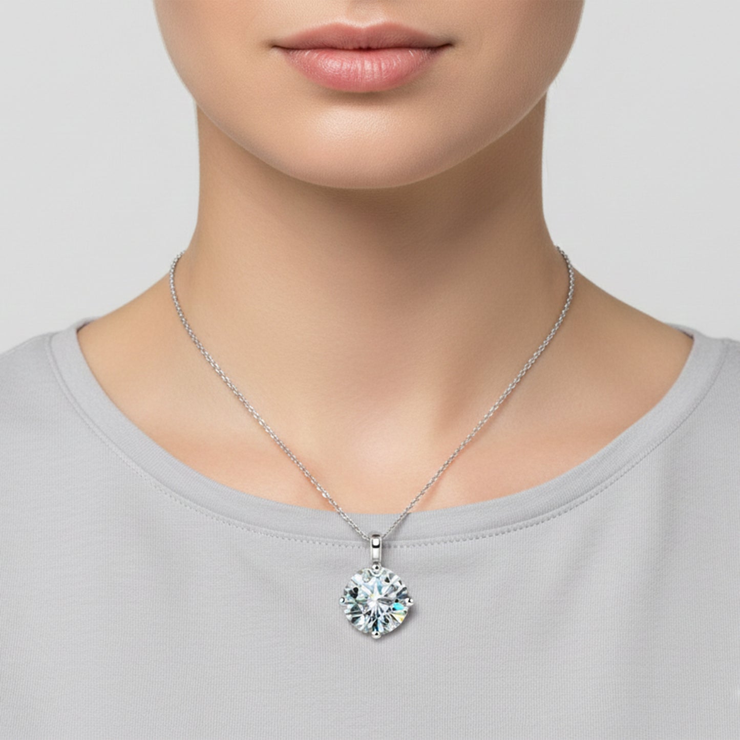 4.20 Ct Certified Moissanite Pendant in Gold Vermeil Ideal Christmas Gift