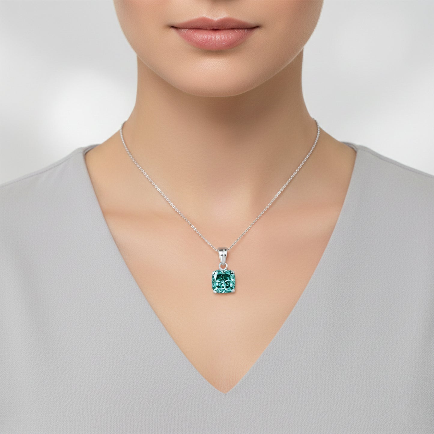 5.50 ct DEW Certified Blue Moissanite Solitaire Pendant in Gold Vermeil Gift