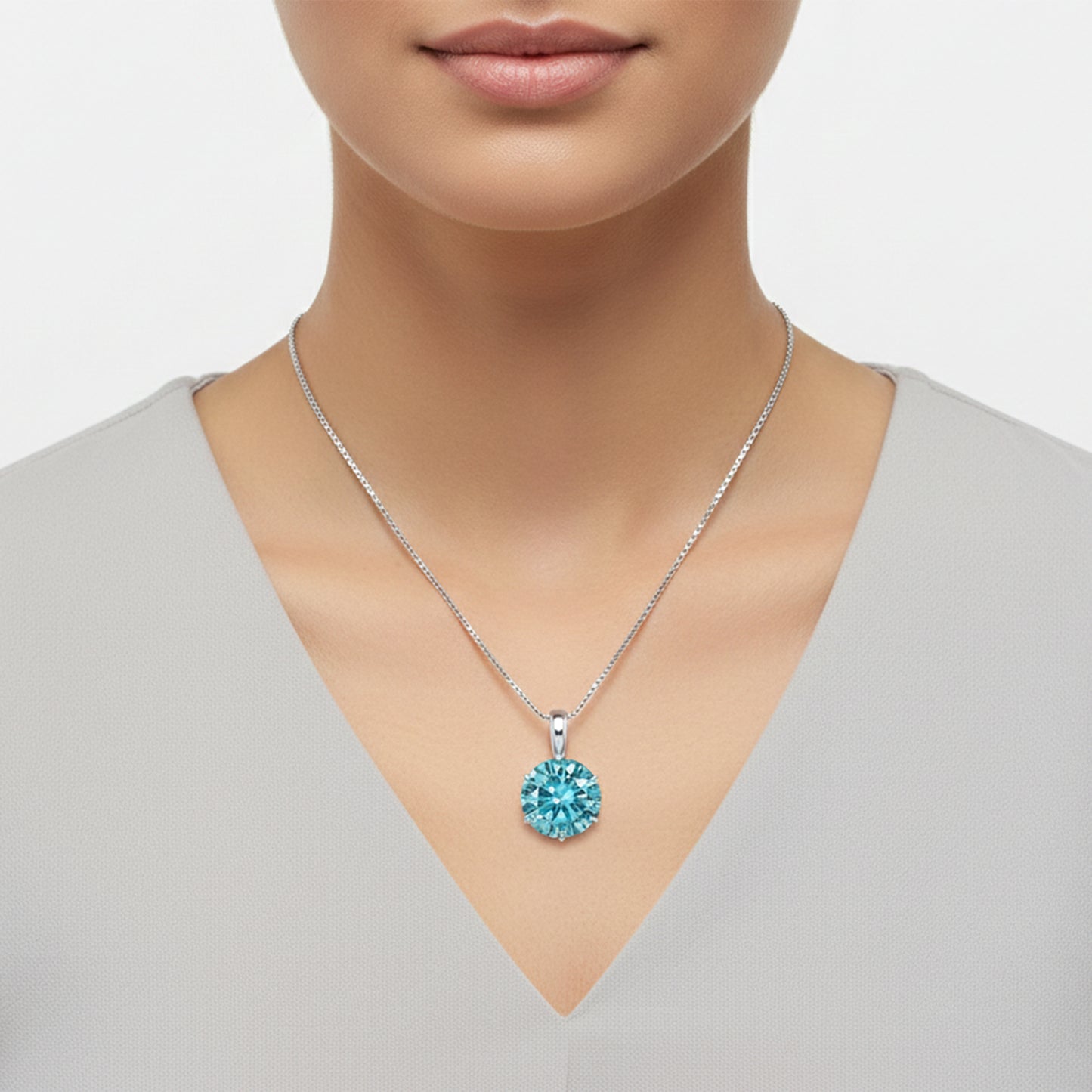 9.30 Ct Certified Blue Moissanite Pendant Gold Vermeil Anniversary Jewelry Gift