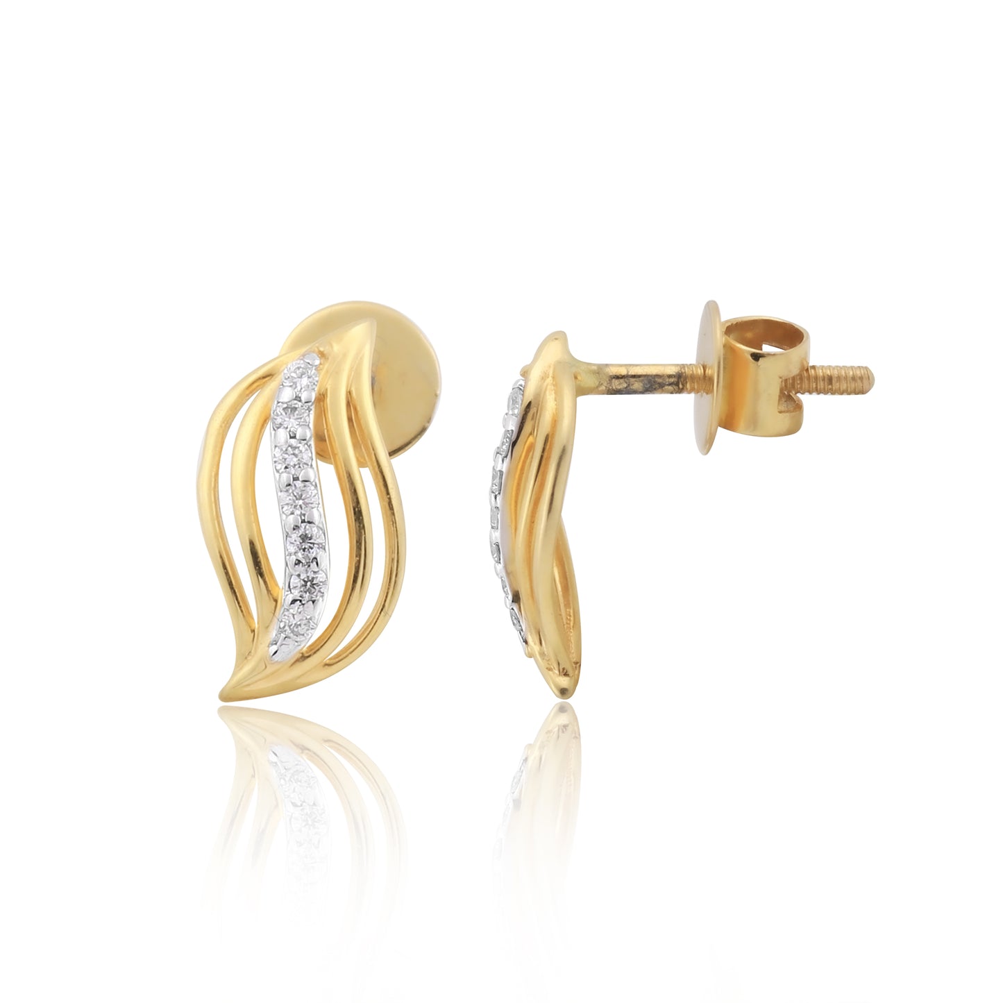 0.13 Ct. Natural Diamond IGI Certified Pendant And Earrings in 18KT Yellow Gold