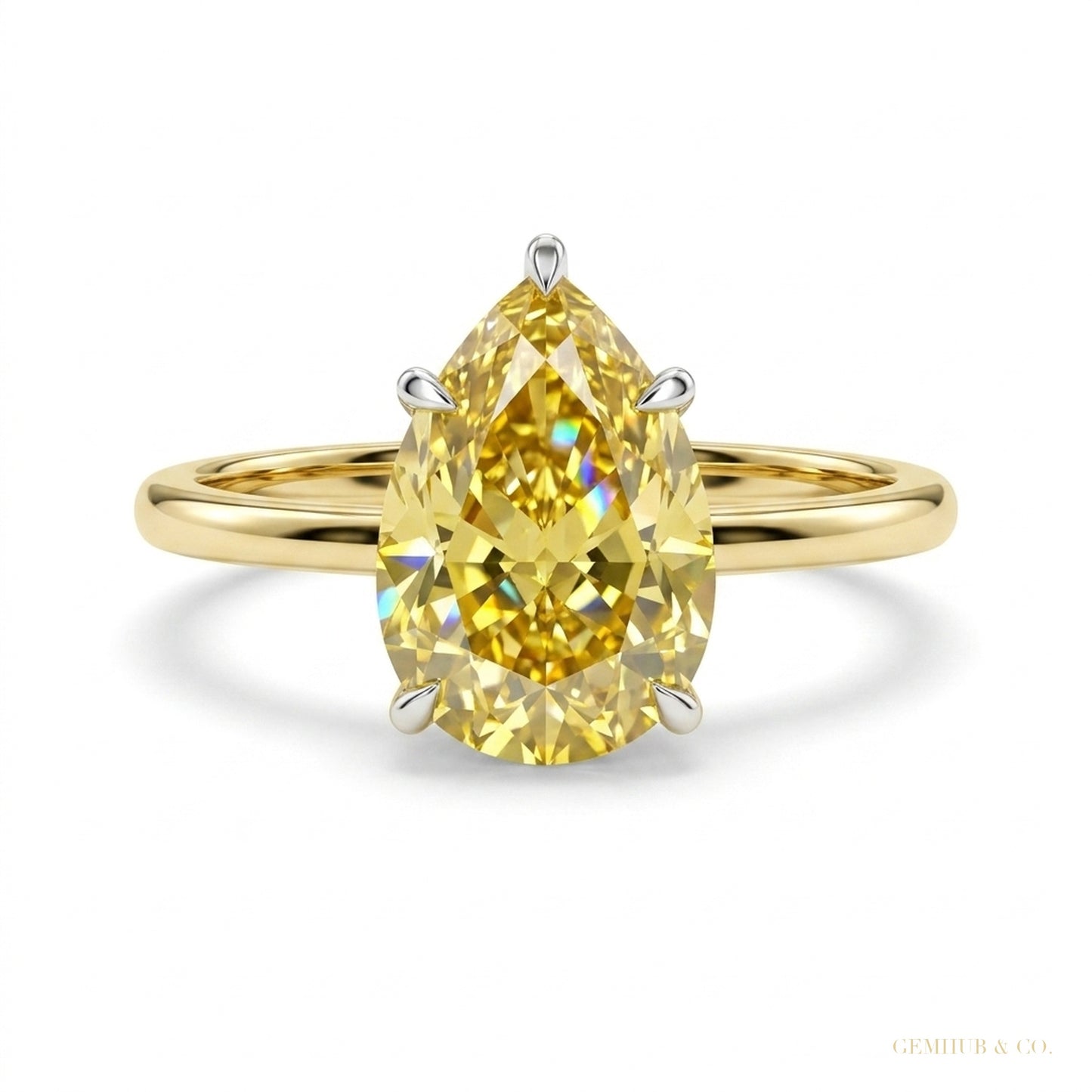 6.50 ct DEW Champagne Treated Moissanite Solitaire Ring Gift for Wife 18K Gold Plated V 18K Gold Plated – white background main image