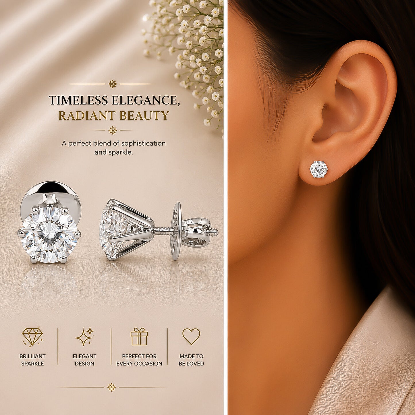 Lab Grown Diamond Pear Stud Earrings — Solid 14K / 18K Gold, IGI Certified