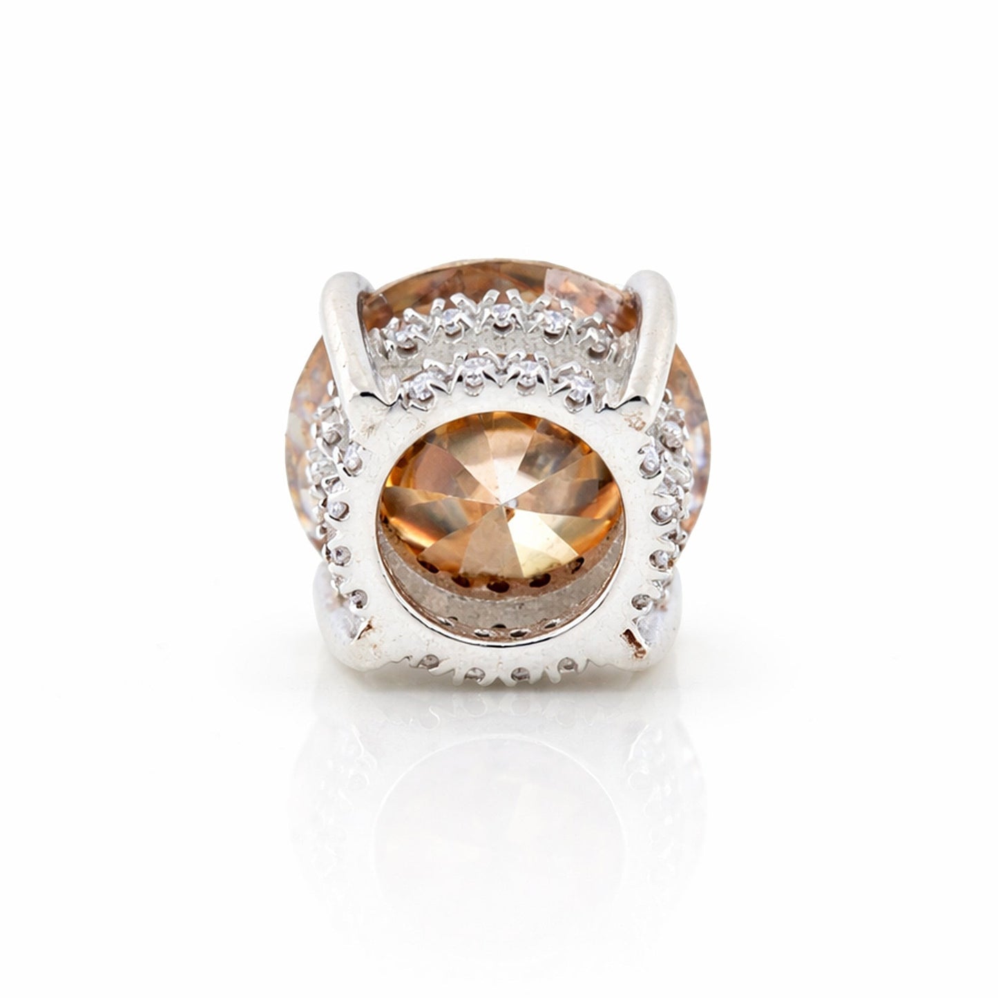 5.20 ct DEW Champagne Moissanite Pendant In Vermeil 925 Silver with Accents for Her Gift