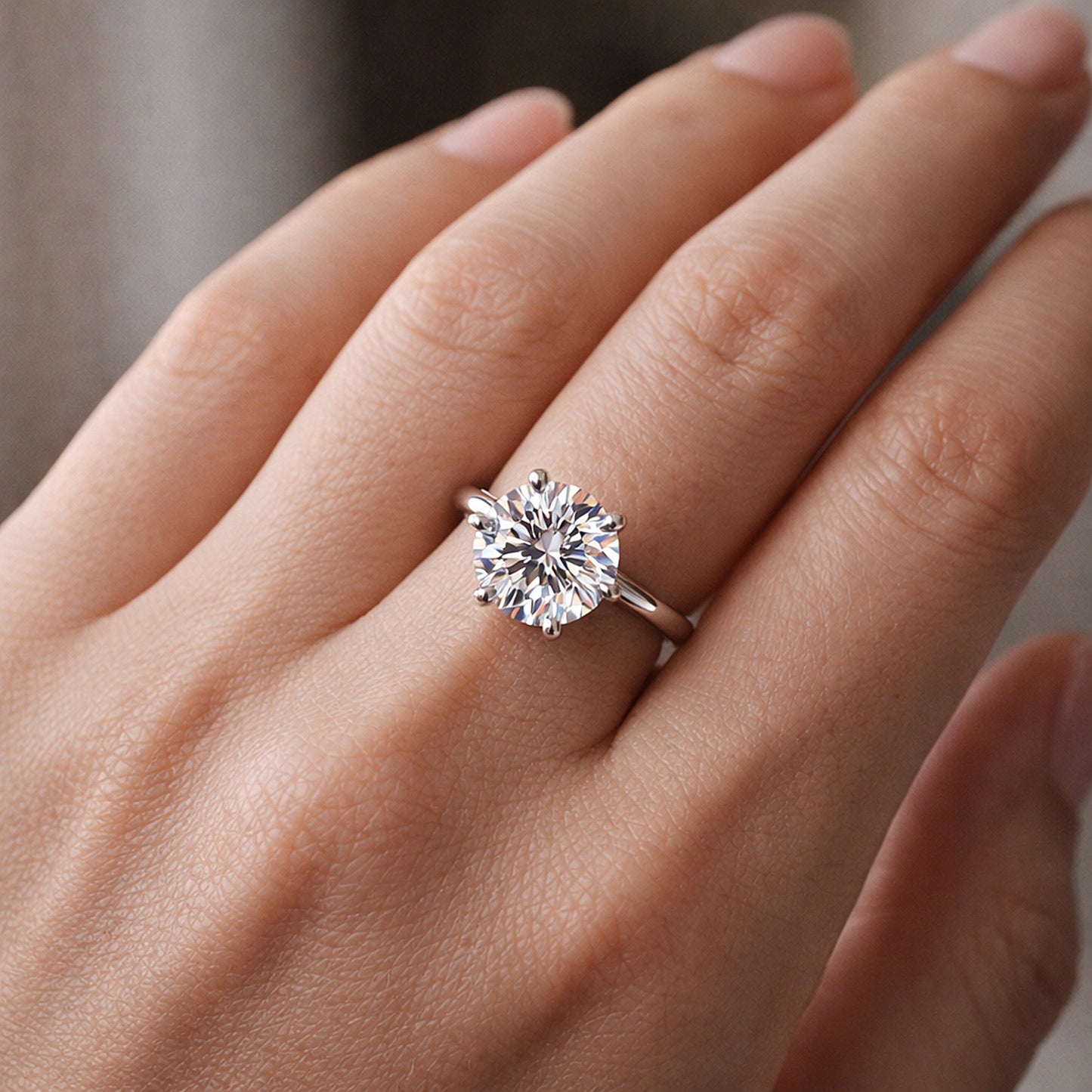 2.85 ct DEW Certified White Moissanite Solitaire Ring in – Gift for Wife 18K Gold Plate 18K Gold Plated