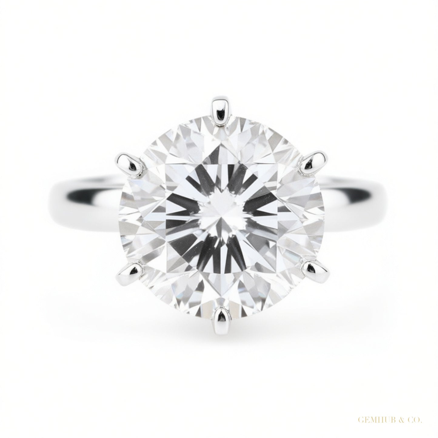 7.50 ct DEW White Moissanite Ring in – Elegant Jewelry for Mom's Gift 18K Gold Plated V 18K Gold Plated – white background main image